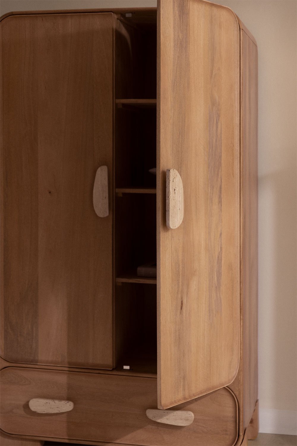 Kivalina mango wood and travertine wardrobe, gallery image 2