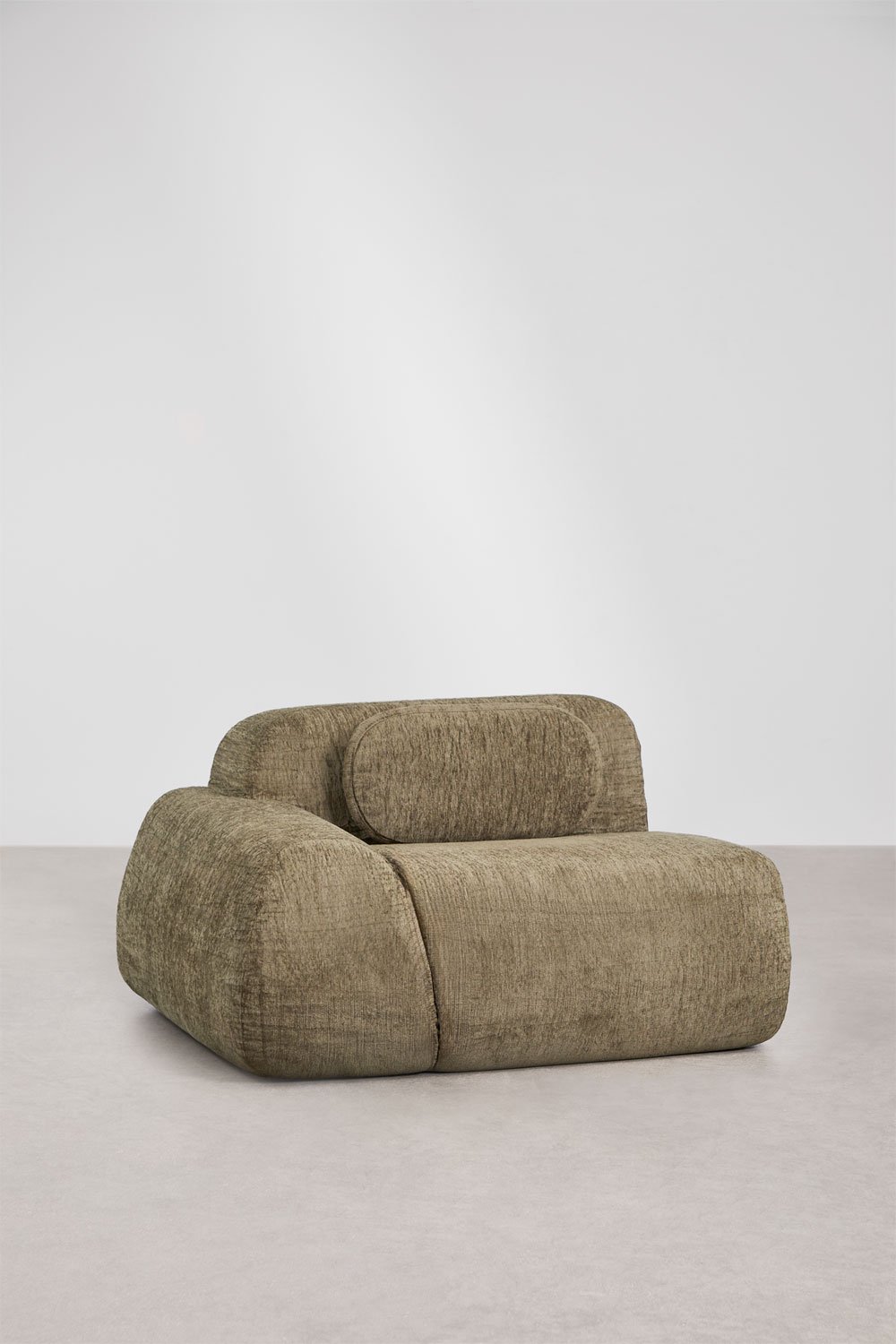Left corner module with armrest for modular sofa in vacuum-packed chenille Merida, gallery image 1