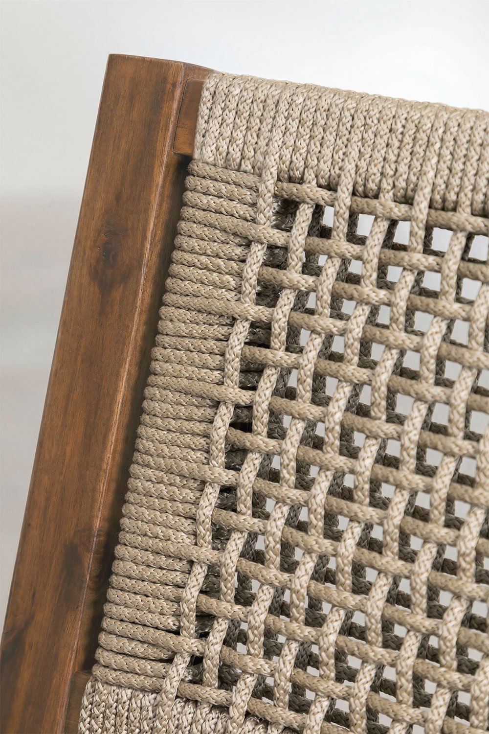 Tenay Square dining chair with armrests in acacia wood and braided rope, gallery image 5