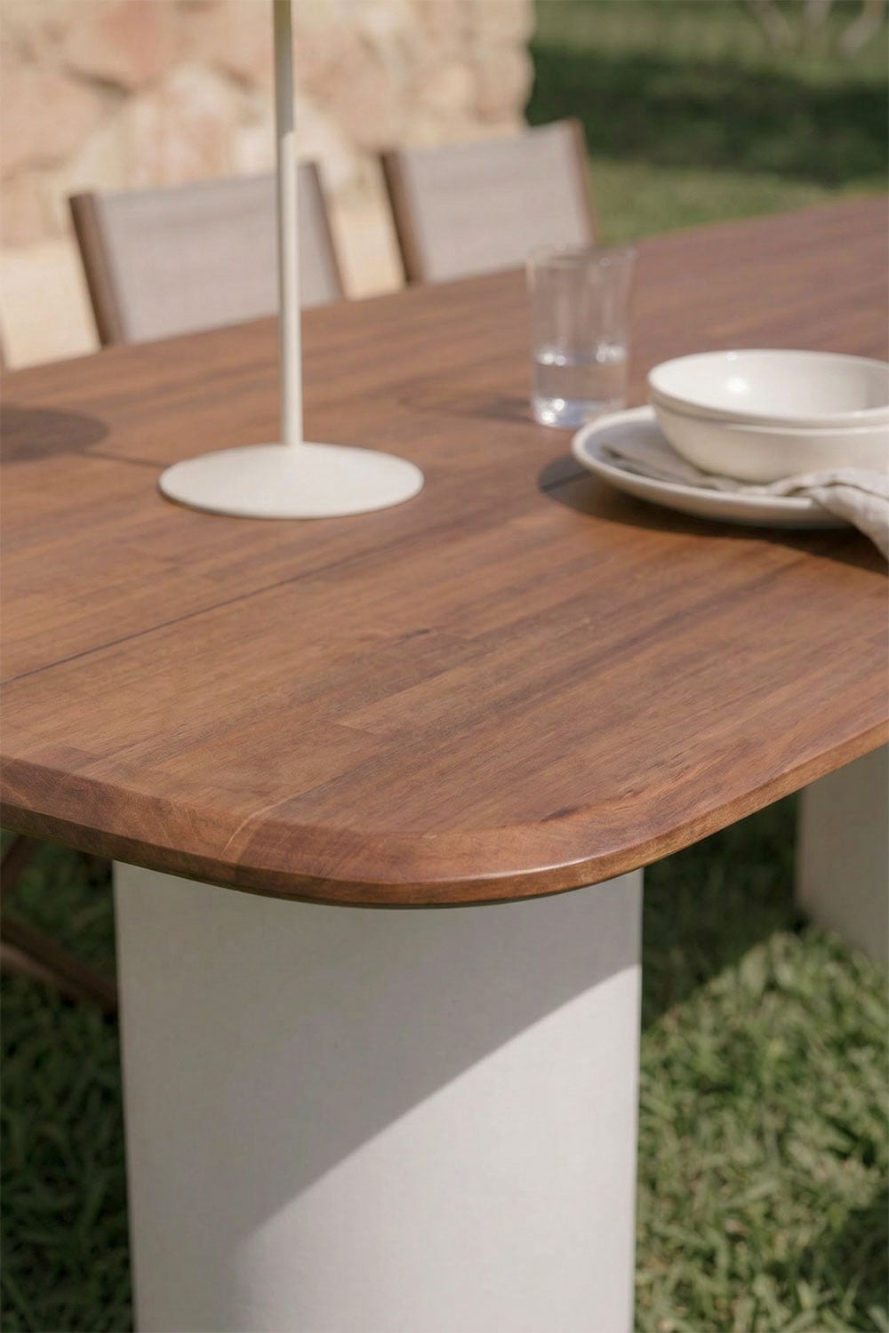 Rectangular 270x110 cm Leighton table set and 10 folding director garden chairs in Rondonia acacia wood, gallery image 5174534