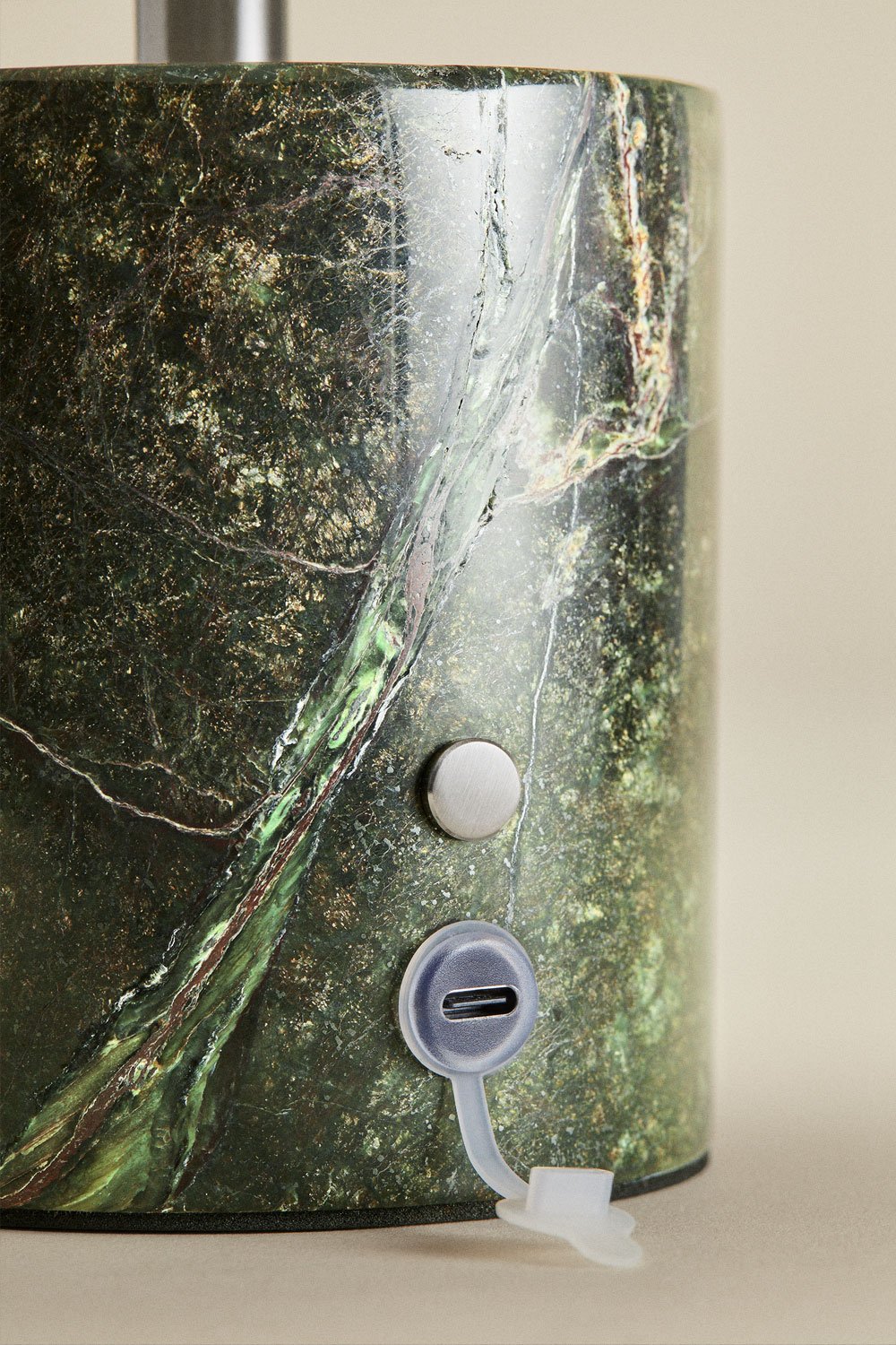 Wireless LED Outdoor Table Lamp in Iron and Natural Stone Nicolas, gallery image 7