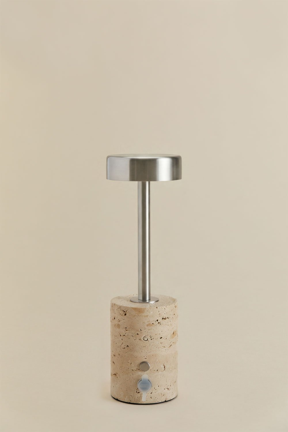 Wireless LED Outdoor Table Lamp in Iron and Natural Stone Arianny, gallery image 3