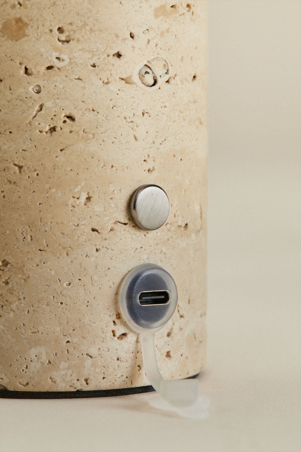 Wireless LED Outdoor Table Lamp in Iron and Natural Stone Arianny, gallery image 6