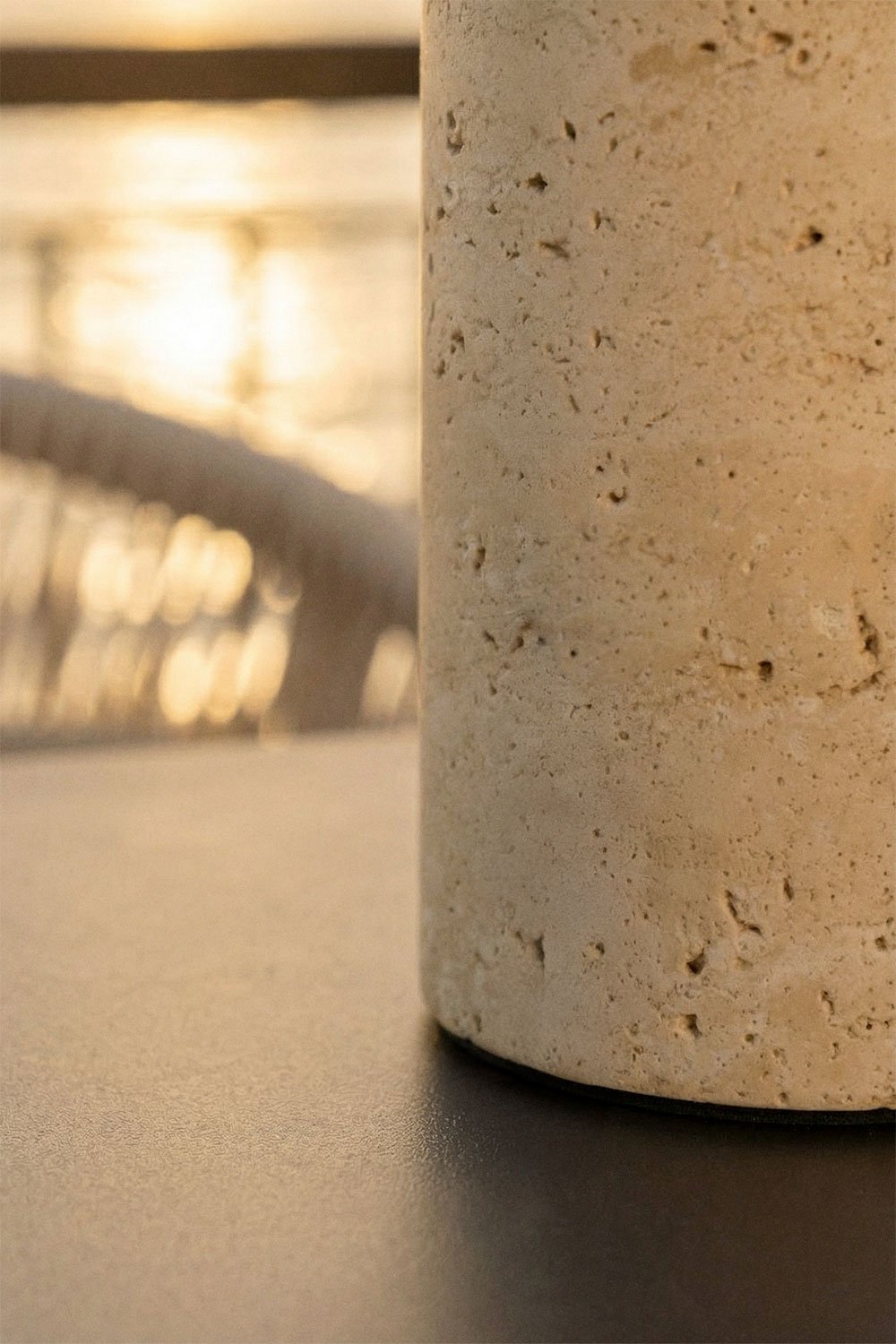 Wireless LED Outdoor Table Lamp in Iron and Natural Stone Arianny, gallery image 2