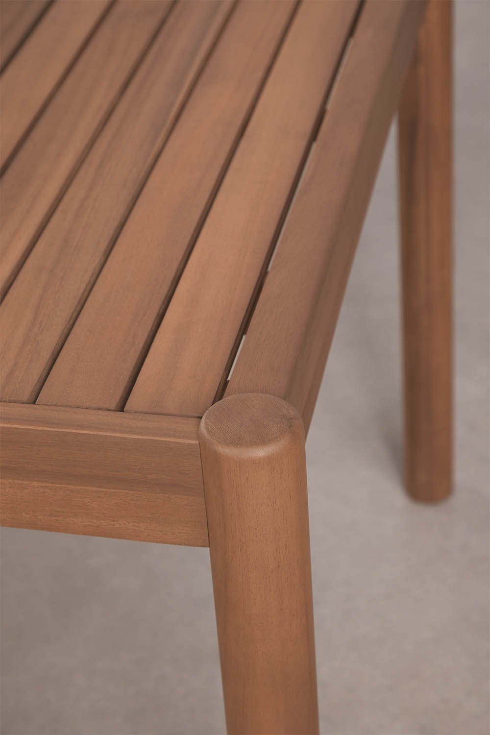 Rectangular table set 180x90 cm and 2 garden benches in acacia wood and braided rope Karvia, gallery image 6