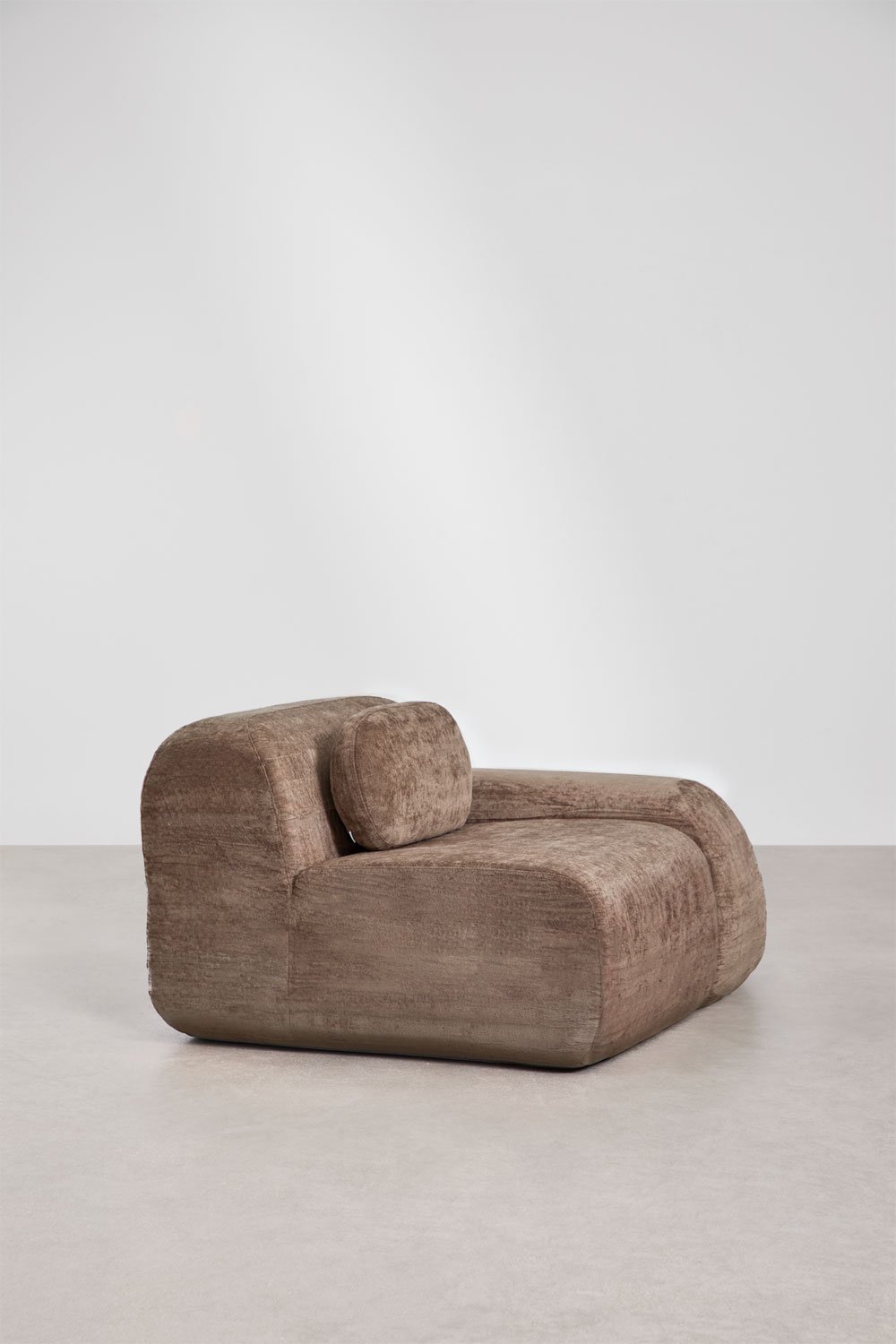 Right corner module with armrest for modular sofa in vacuum-packed chenille Merida, gallery image 3