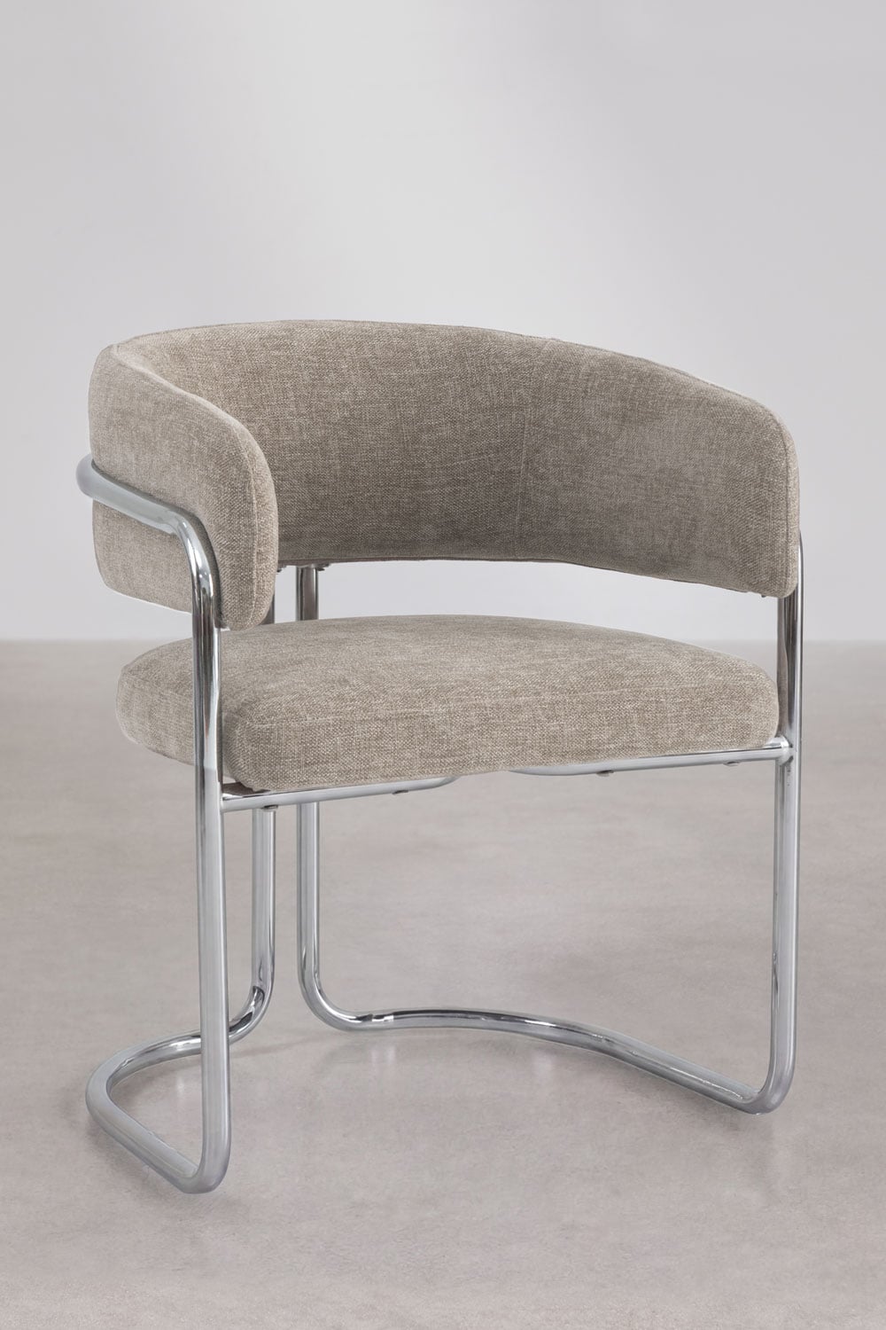 Zantria upholstered dining chair with armrests and iron frame, gallery image 1