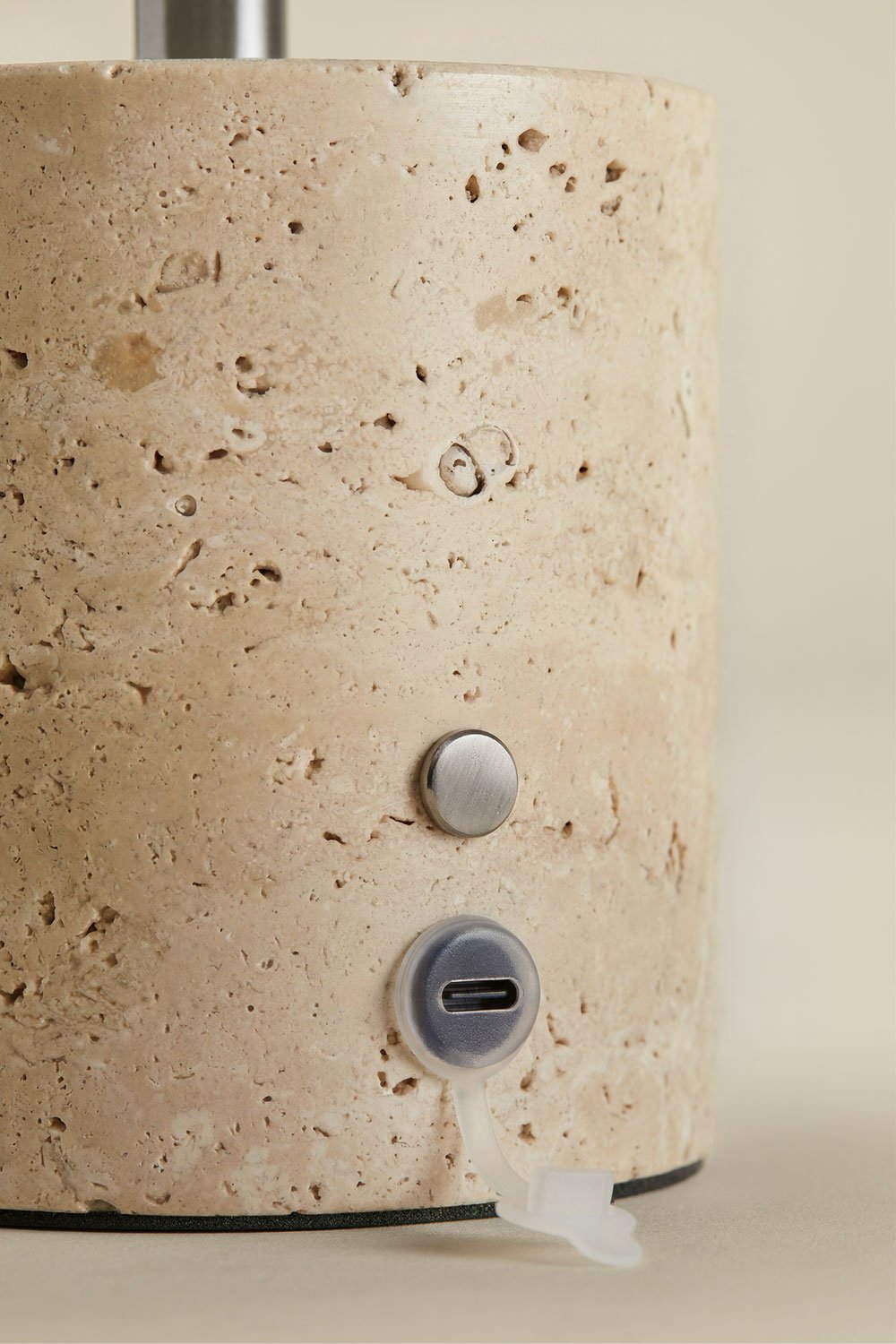 Wireless LED table lamp in iron and natural stone Nicolas, gallery image 4