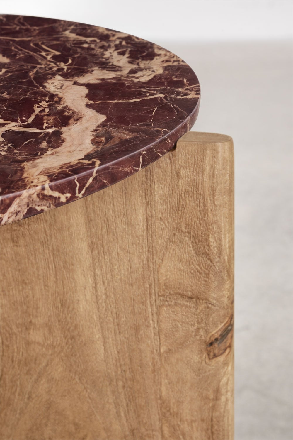 Lavinia round coffee table in natural stone and mango wood, gallery image 4