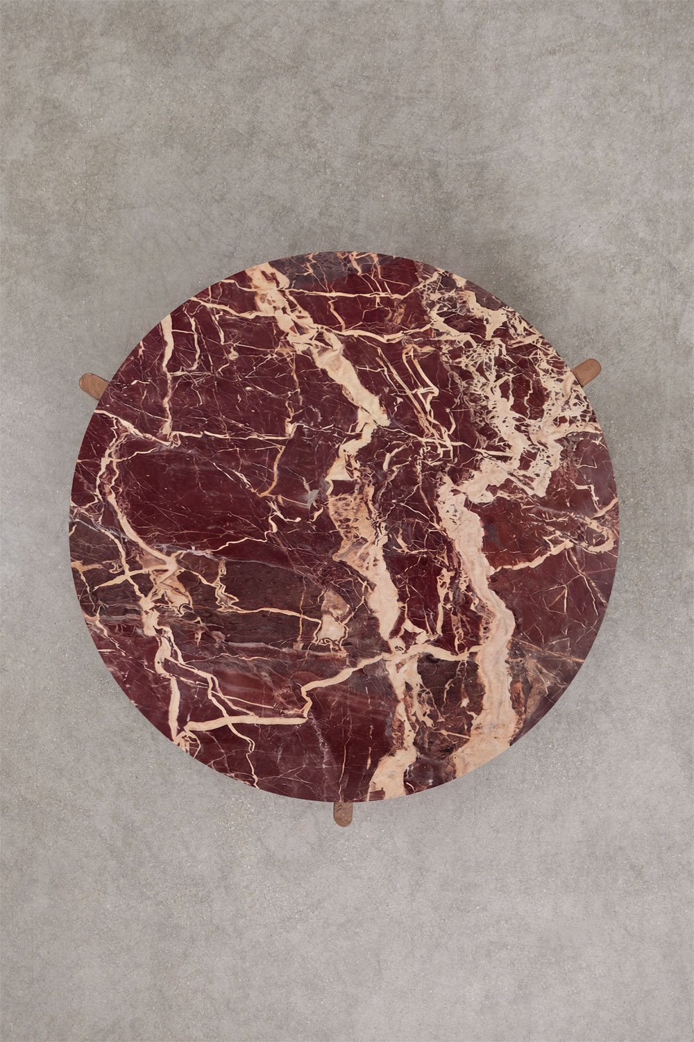 Lavinia round coffee table in natural stone and mango wood, gallery image 6