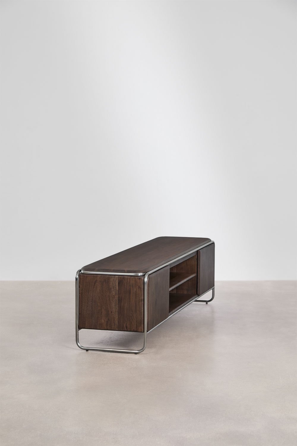 Altrex acacia wood and stainless steel TV cabinet, gallery image 2