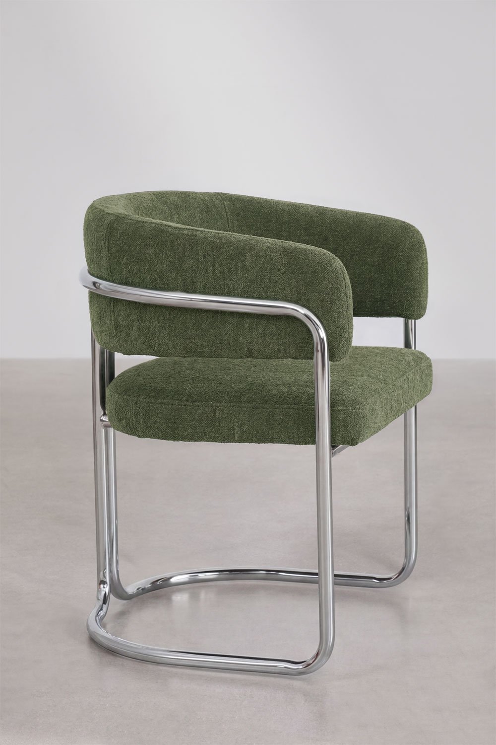 Zantria upholstered dining chair with armrests and iron frame, gallery image 2