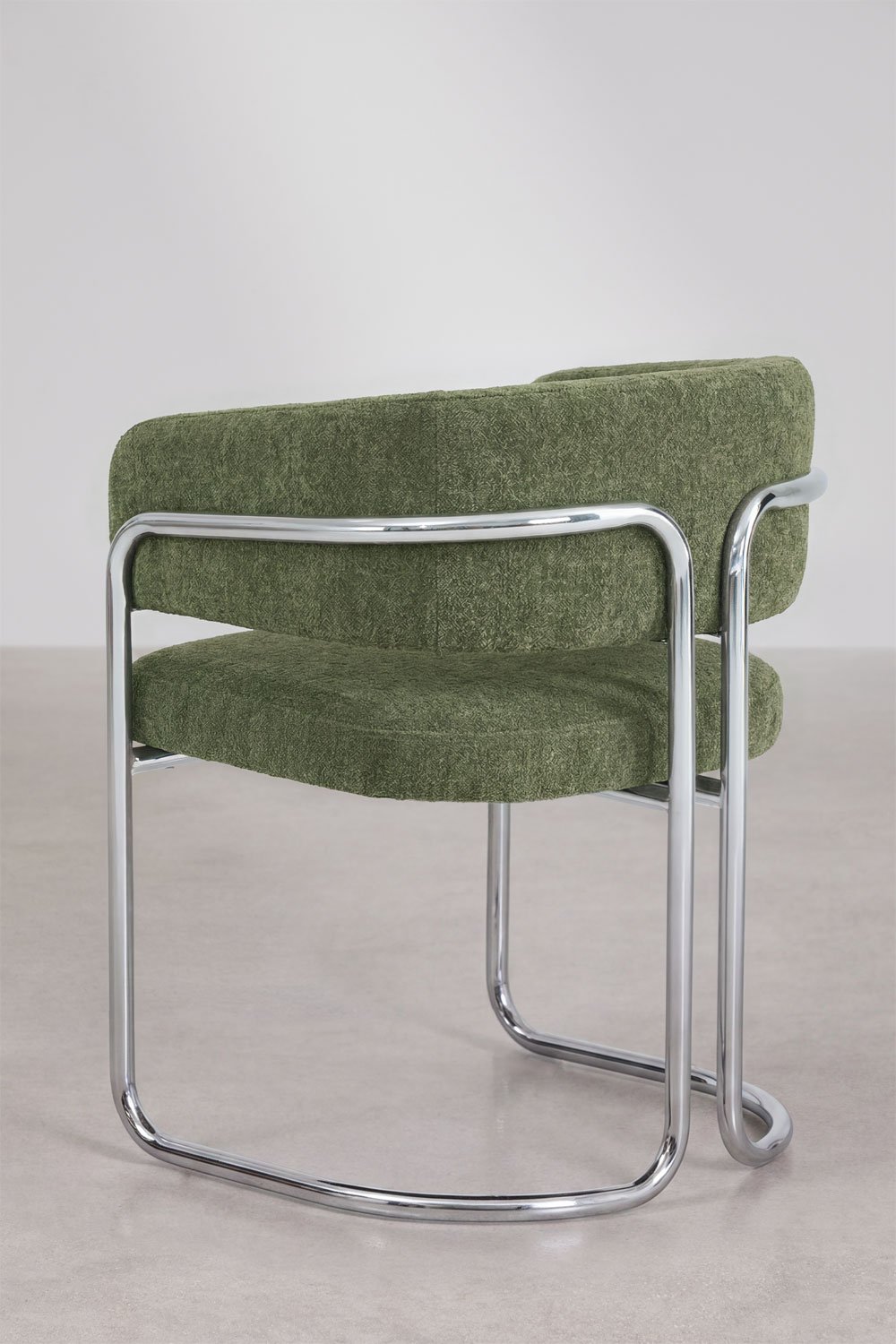 Zantria upholstered dining chair with armrests and iron frame, gallery image 3