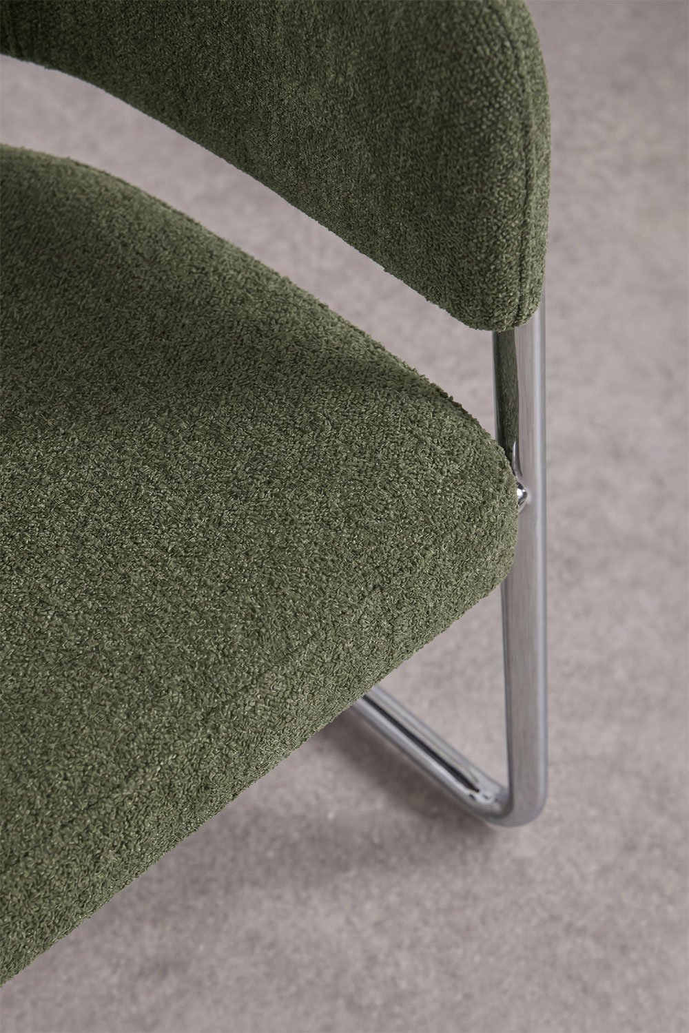 Zantria upholstered dining chair with armrests and iron frame, gallery image 5