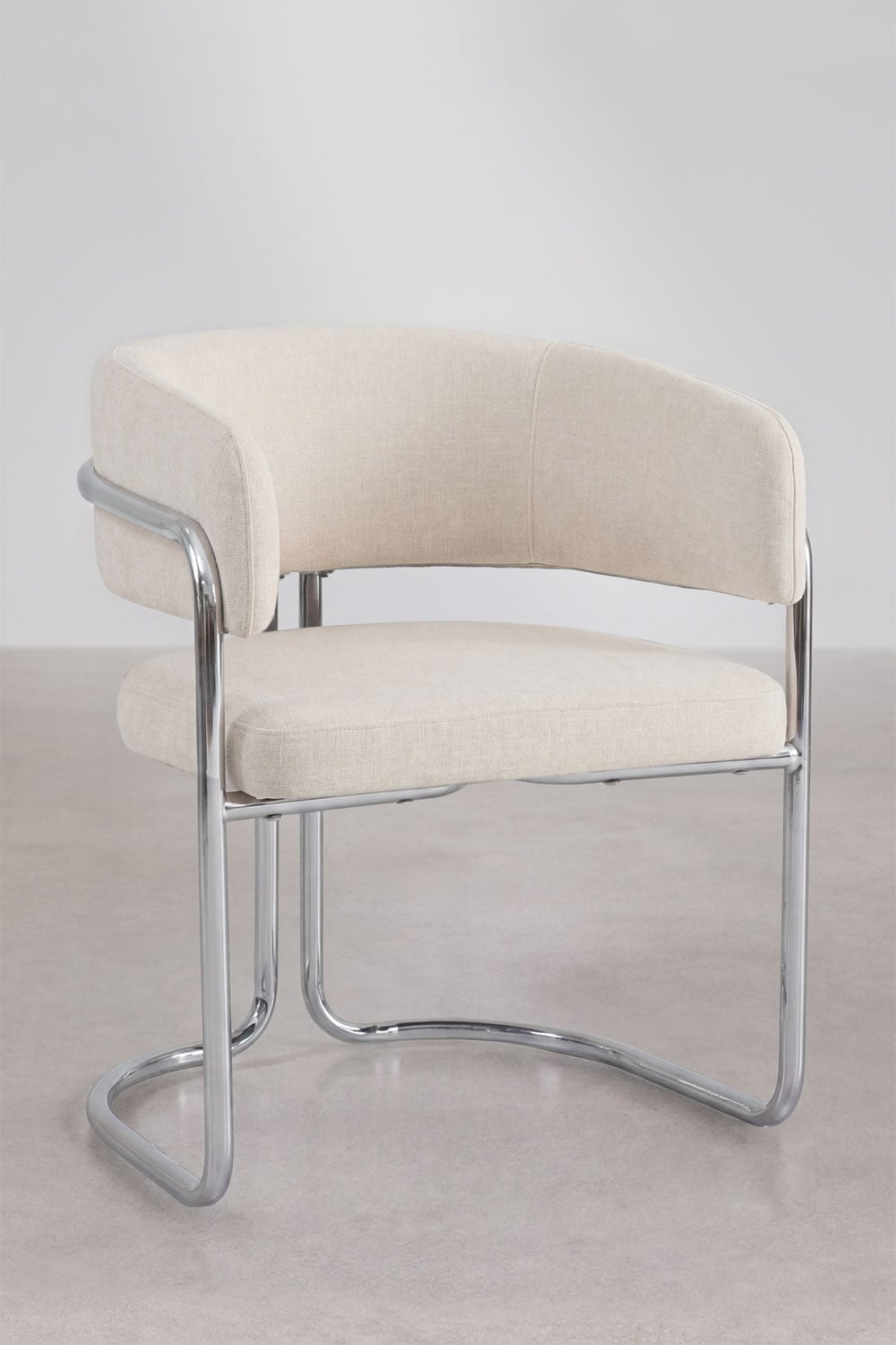 Zantria upholstered dining chair with armrests and iron frame, gallery image 1