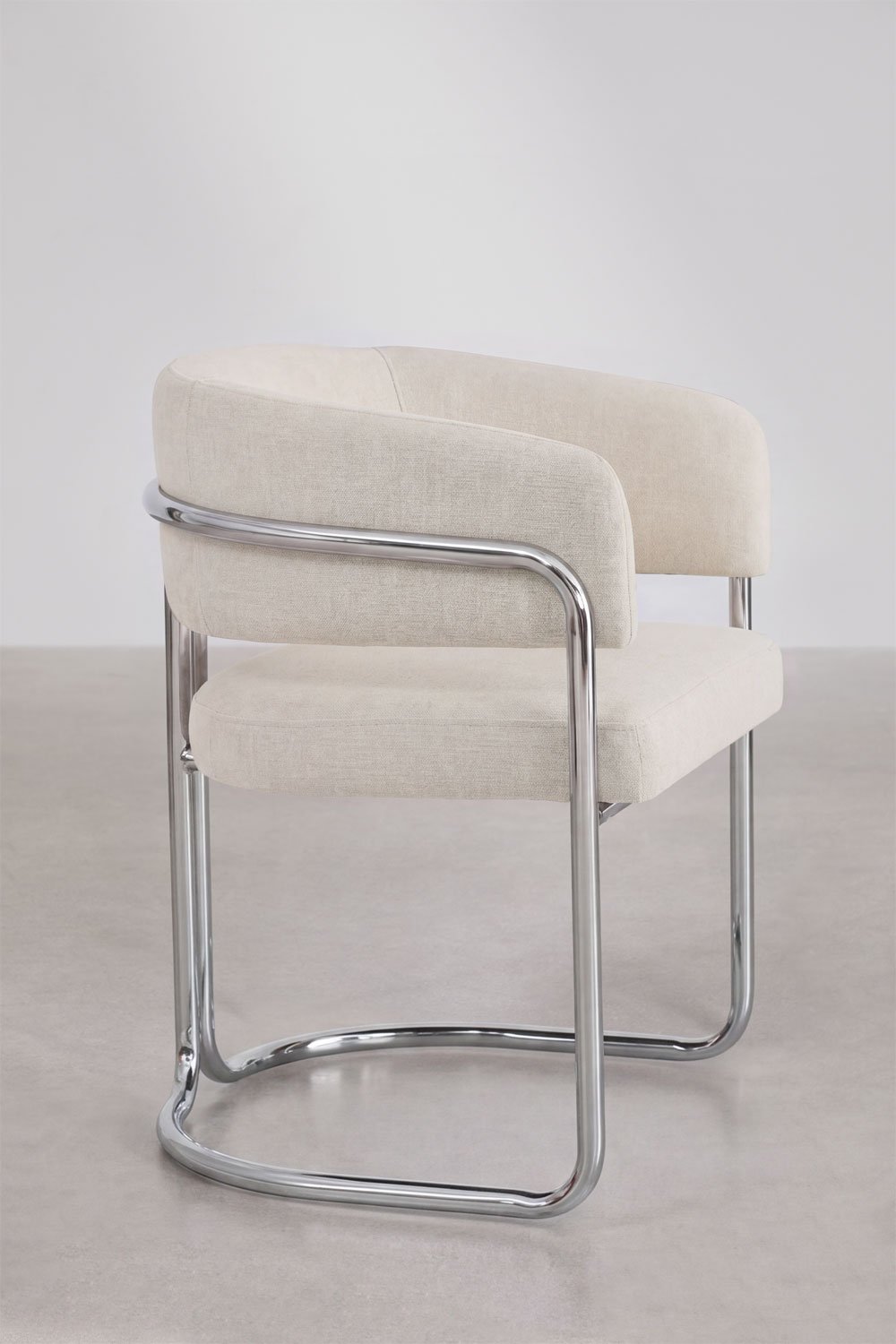 Zantria upholstered dining chair with armrests and iron frame, gallery image 2