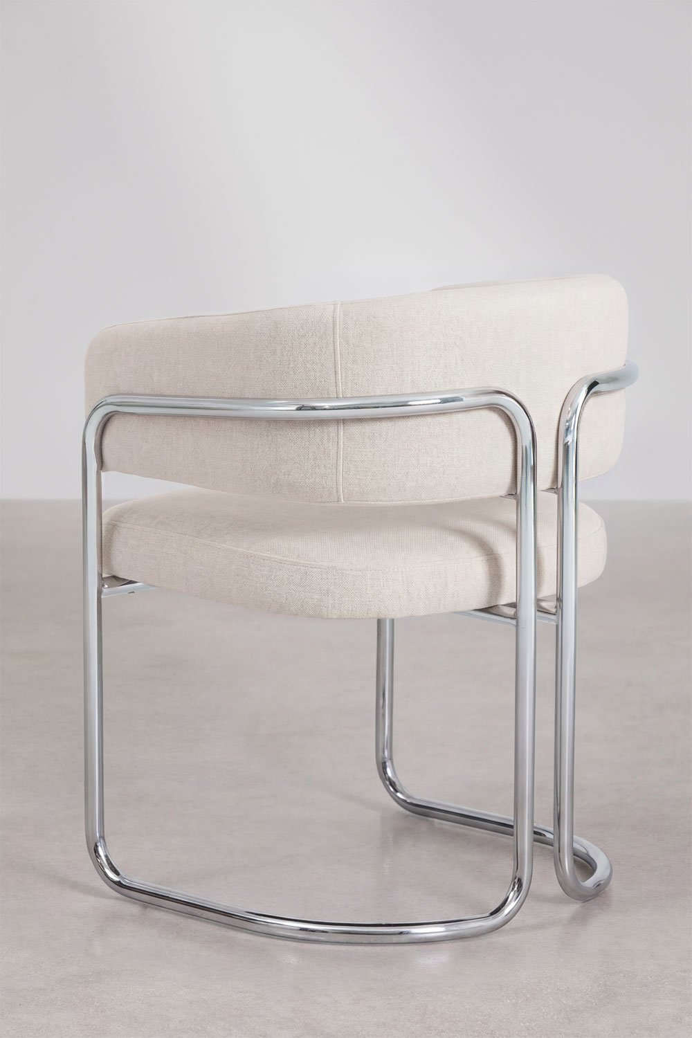 Zantria upholstered dining chair with armrests and iron frame, gallery image 3