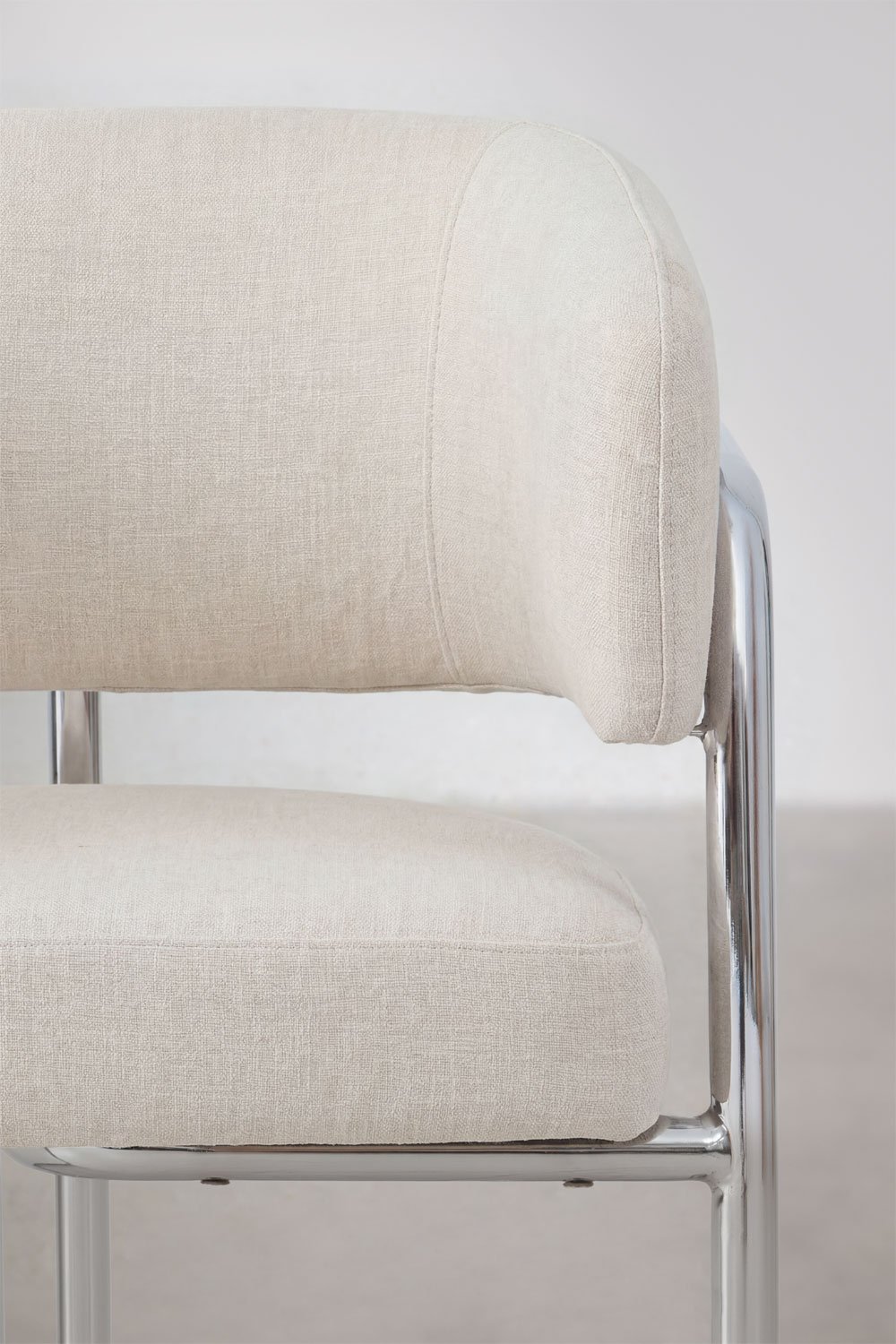 Zantria upholstered dining chair with armrests and iron frame, gallery image 4