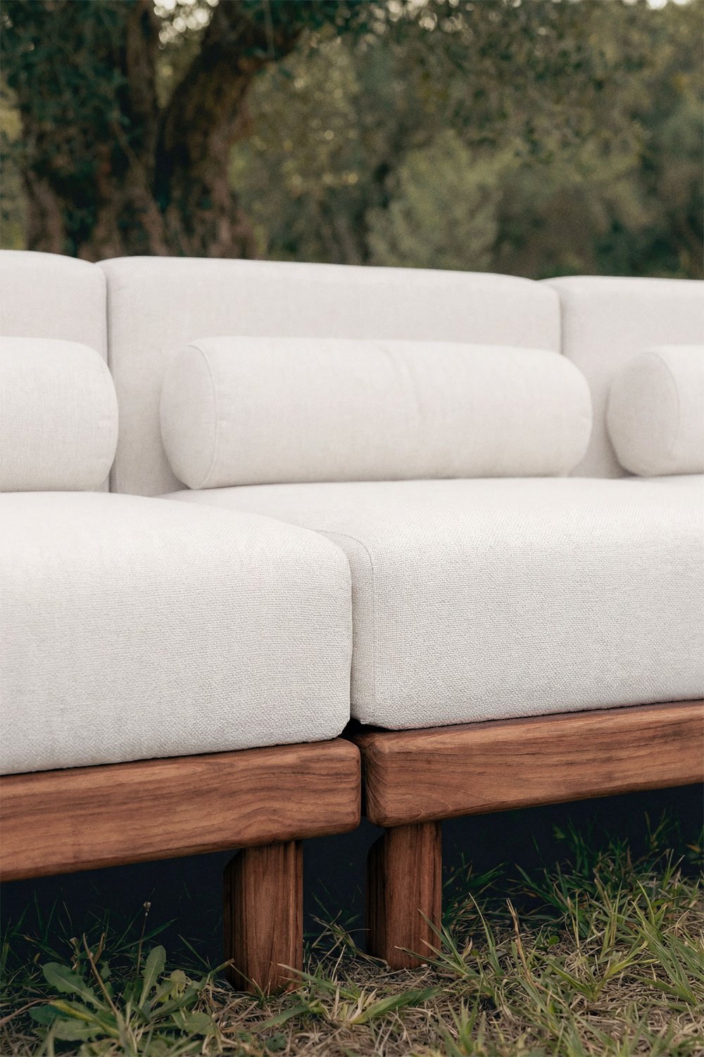 3-piece Edrien acacia garden modular sofa, gallery image 2