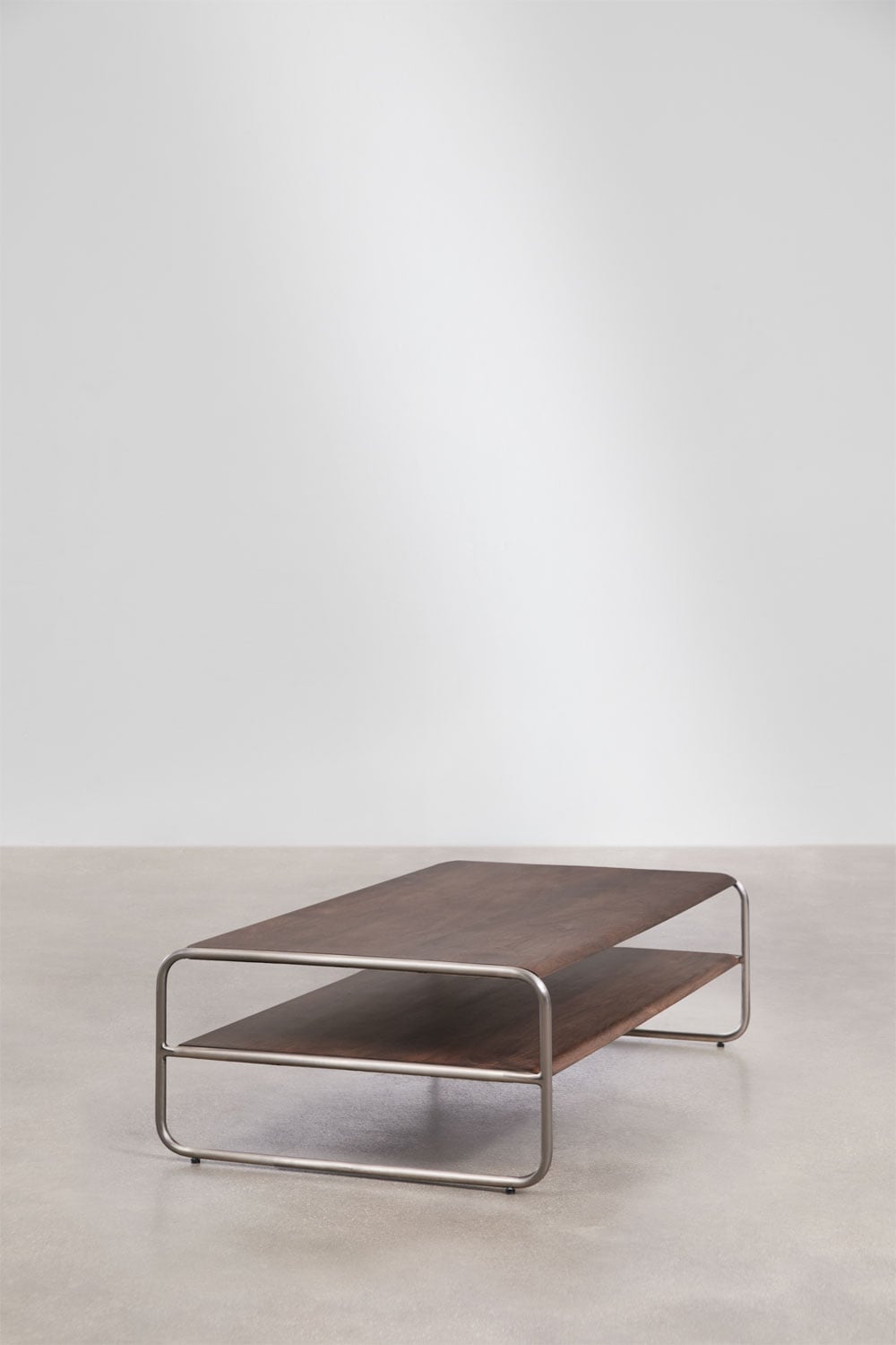 Altrex acacia wood and stainless steel coffee table, gallery image 2
