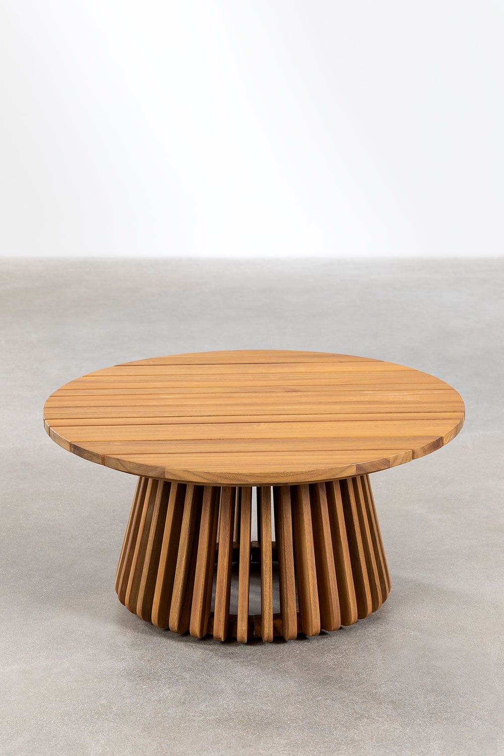 Round Ø80 cm garden coffee table in acacia wood Mura, gallery image 2