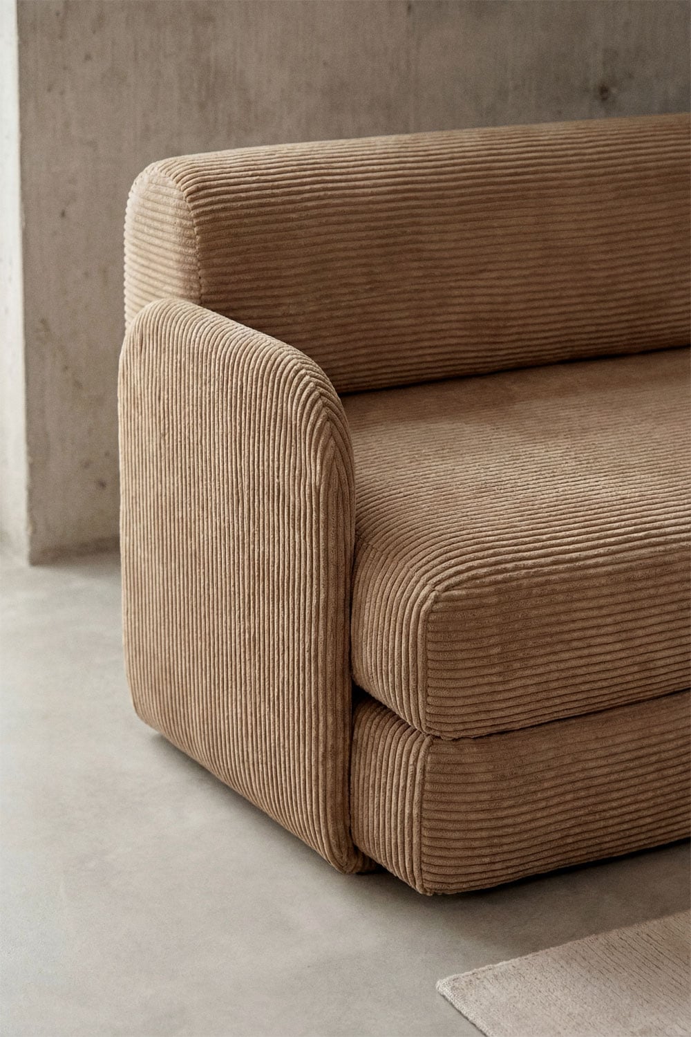 Vacuum-packed 2-seater sofa bed in velvet Kyoto, gallery image 2