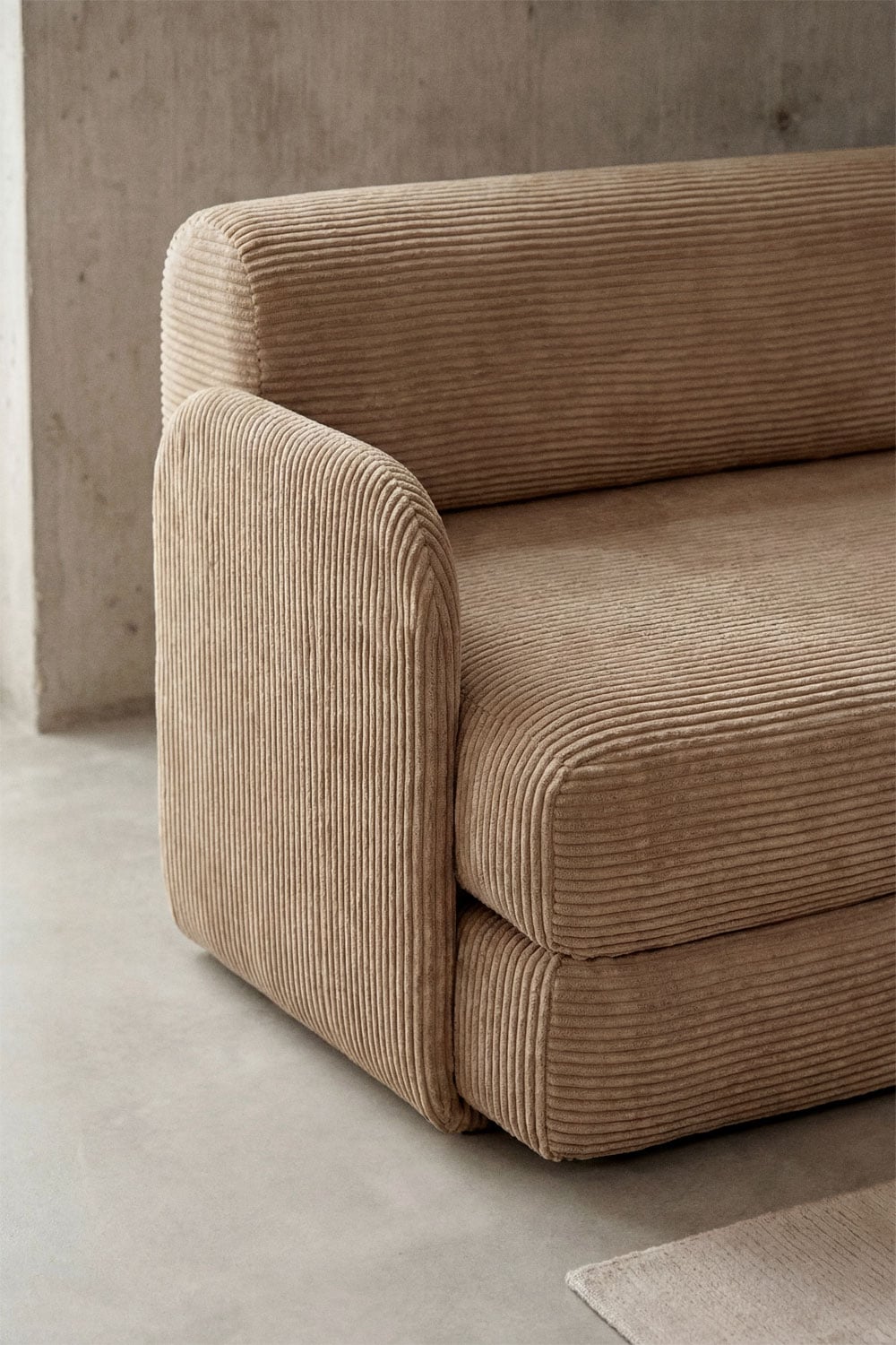 Vacuum-packed 2-seater sofa bed in velvet Kyoto, gallery image 2