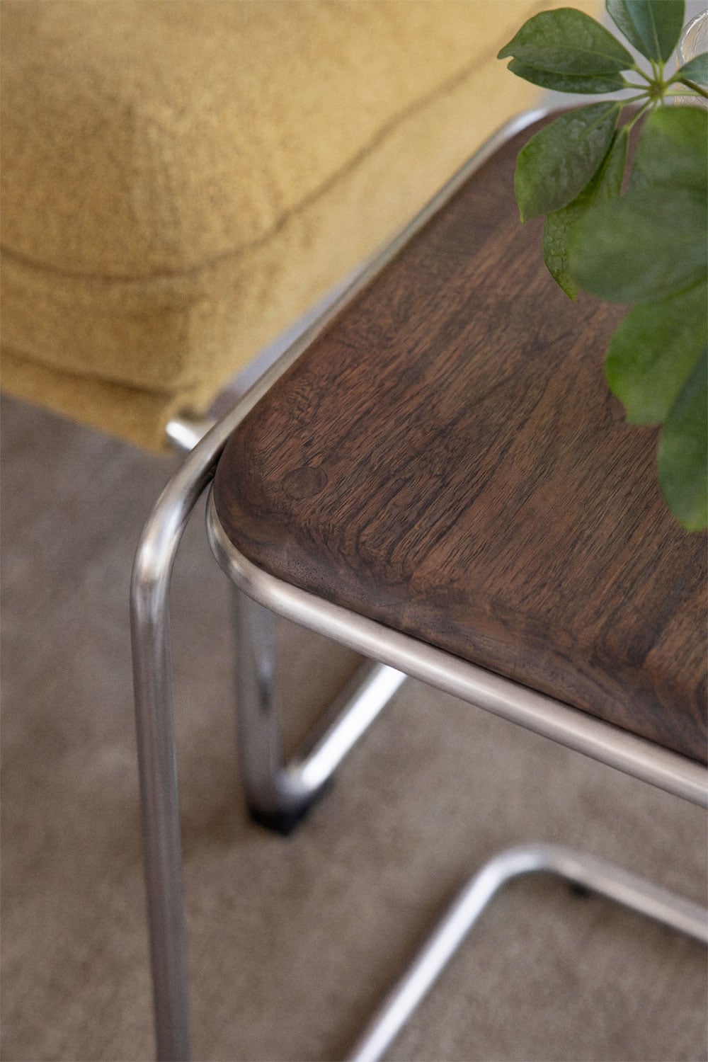 Square side table 35x35 cm in acacia wood and stainless steel Altrex, gallery image 2