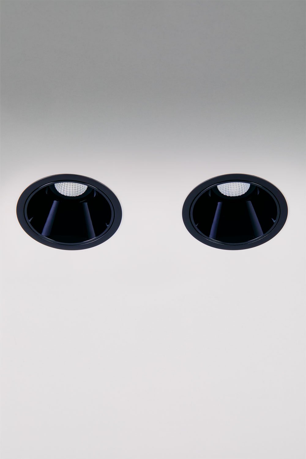 Pack of 2 recessed LED downlights with round frames Ø8 cm in Luisiana aluminum, imagen de galeria 2