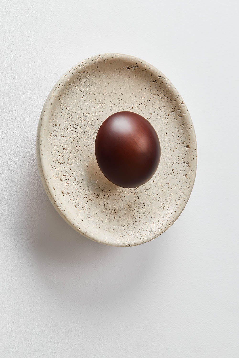 Giuliano natural stone and wood LED wall lamp Ø25 cm, gallery image 1