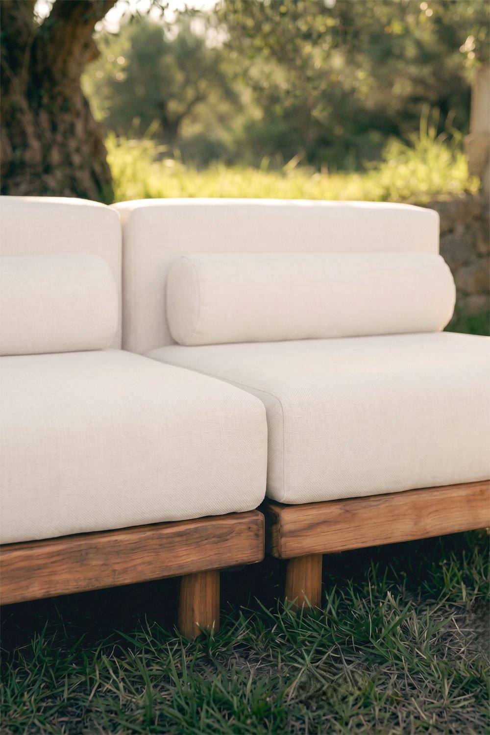 2-piece Edrien acacia garden modular sofa, gallery image 2