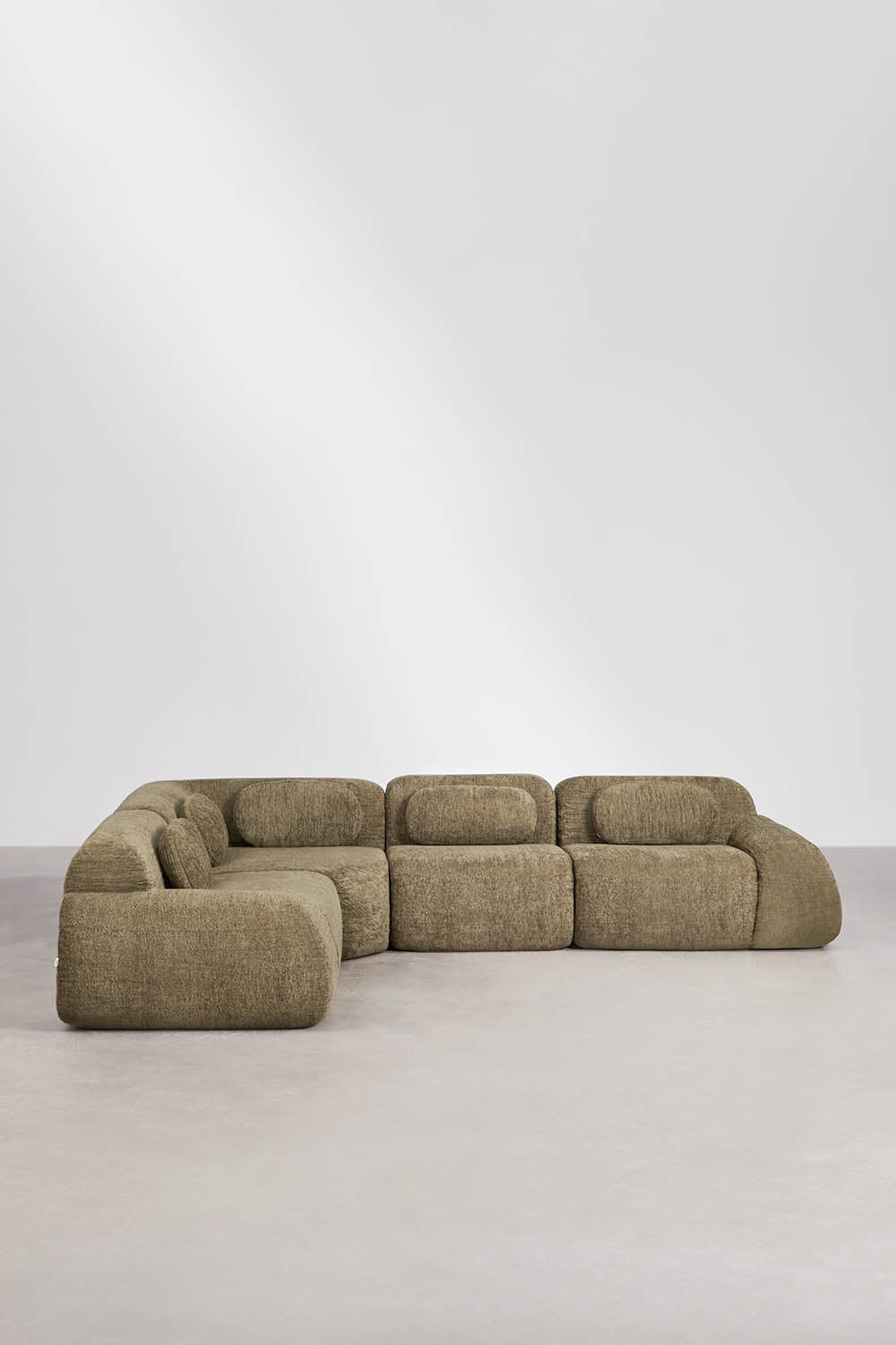 4-piece modular corner sofa in vacuum-packed chenille Merida, gallery image 3