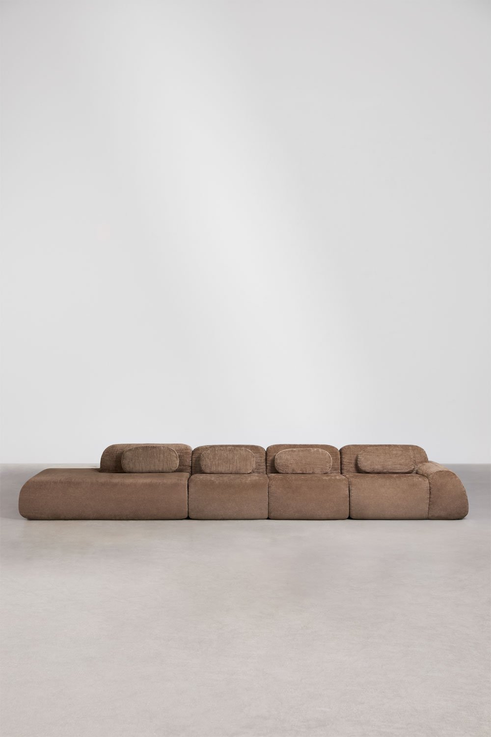 4-piece left chaise modular sofa in vacuum-packed chenille Merida, gallery image 3