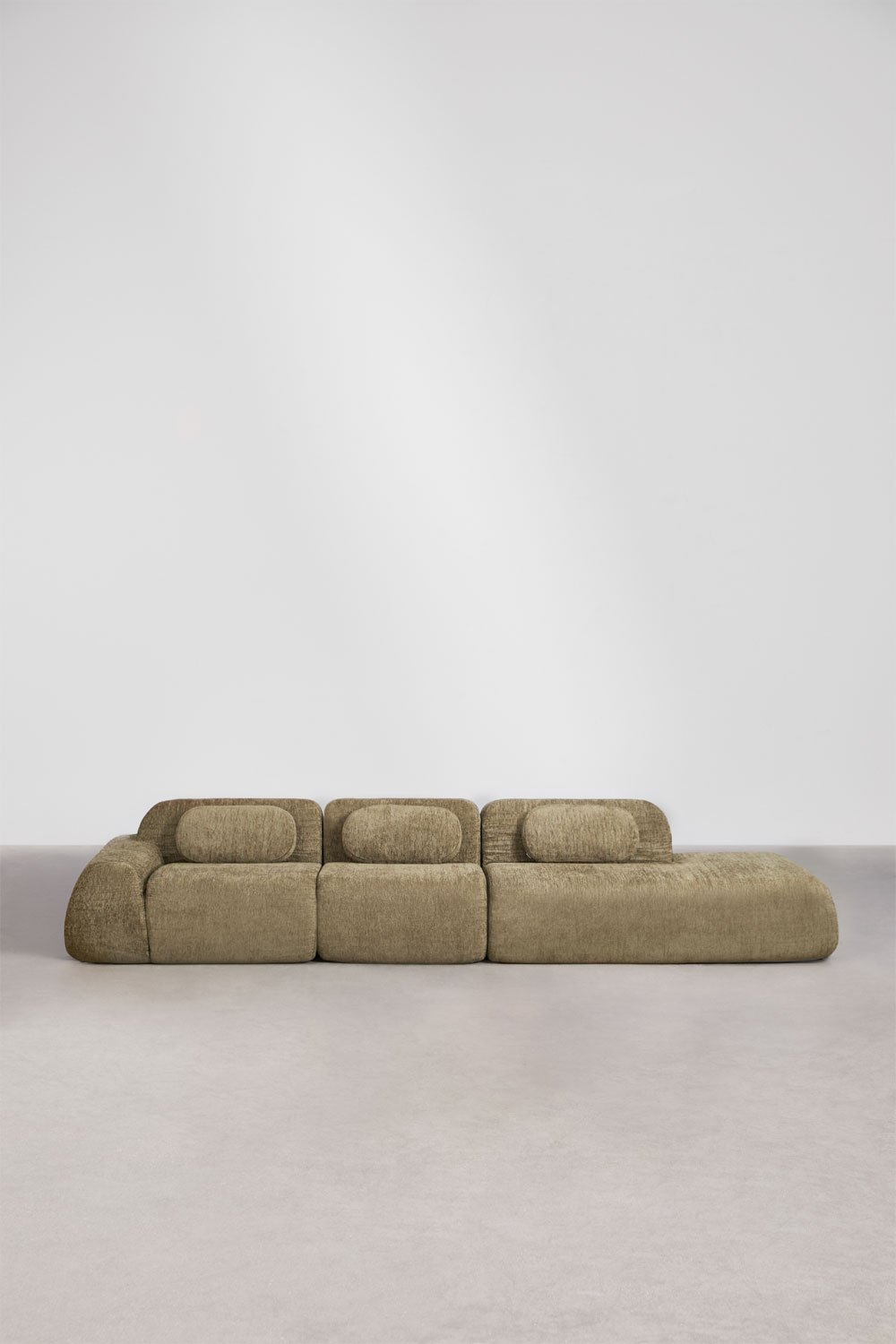 3-piece right chaise modular sofa in vacuum-packed chenille Merida, gallery image 3