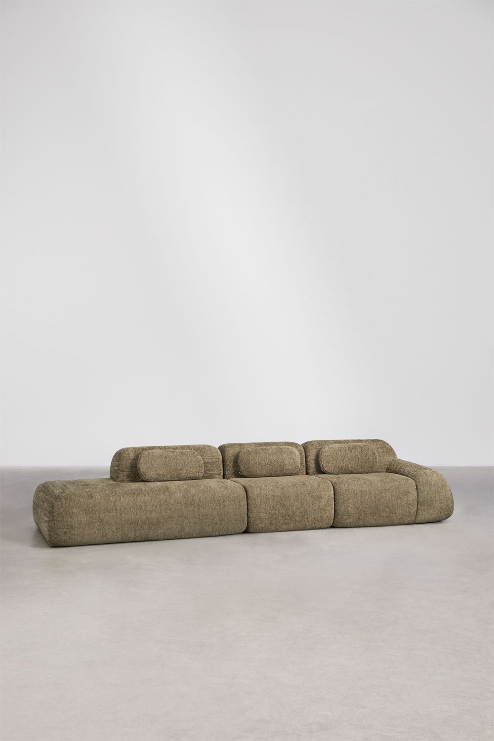 3-piece left chaise modular corner sofa in vacuum-packed chenille Merida, gallery image 1