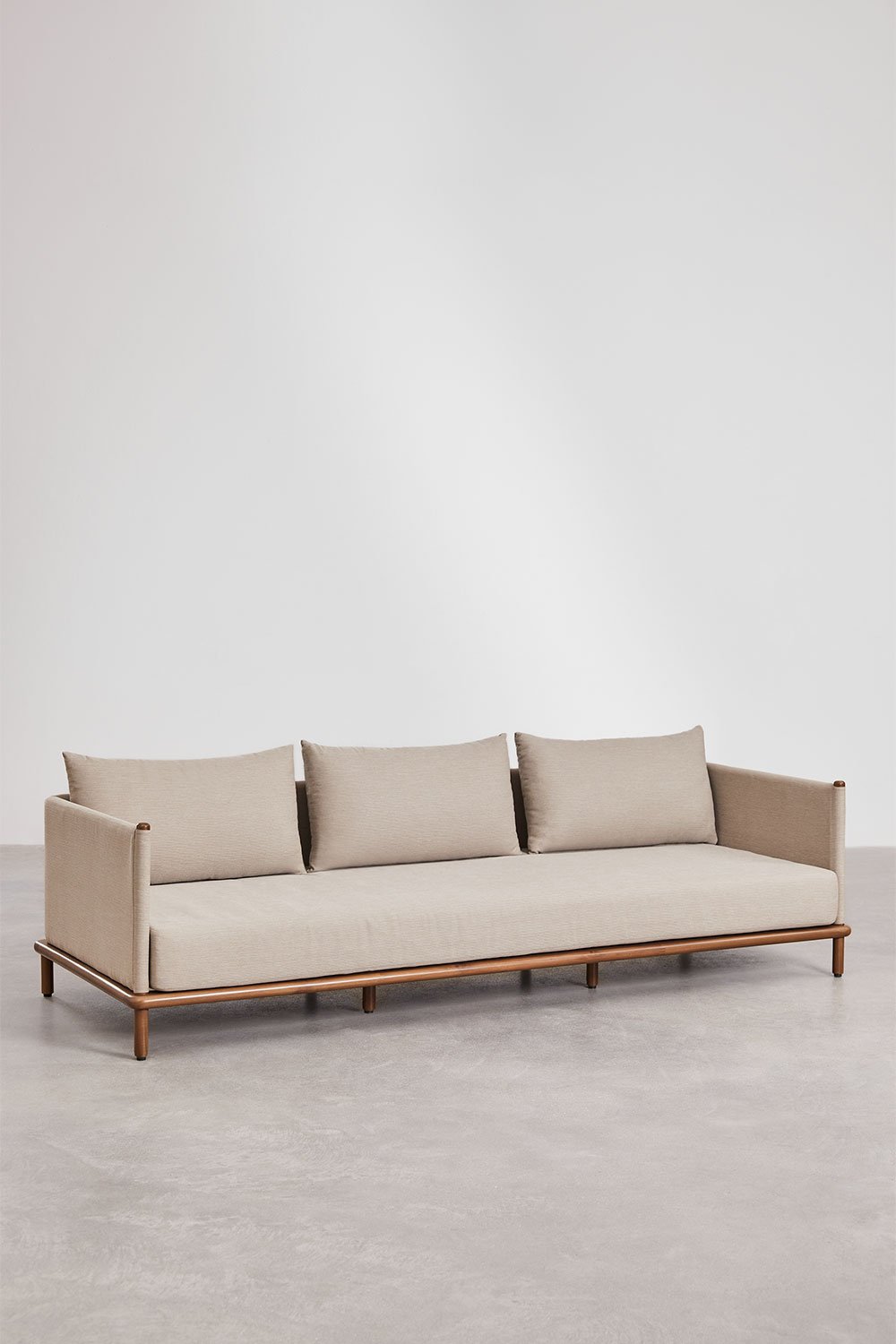 Olivia acacia wood garden set with 3-seater sofa, 2 armchairs, and 2 round coffee tables, gallery image 3