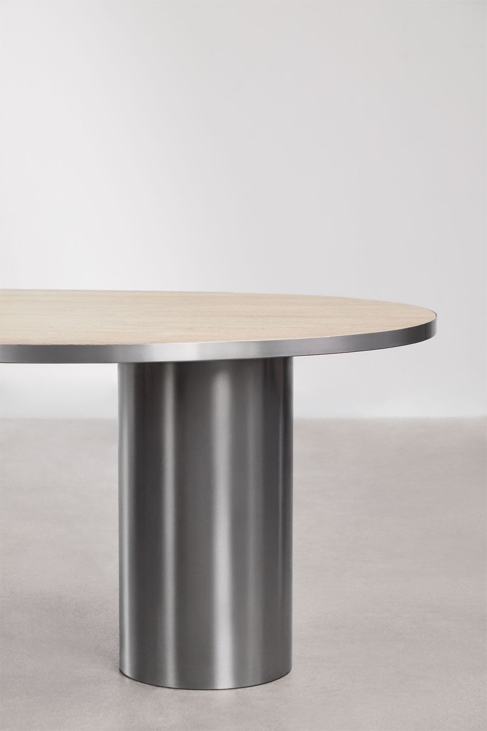 Oval dining table 220x110 cm in natural stone and stainless steel Fertrix, gallery image 5