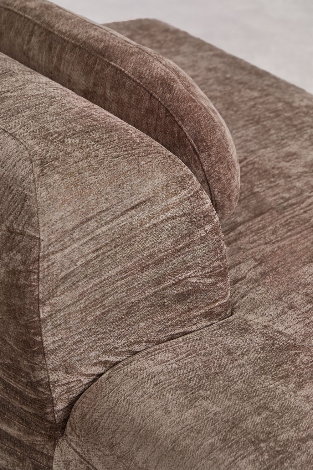 4-piece modular corner sofa with double chaise longue in vacuum-packed chenille Merida, gallery image 5