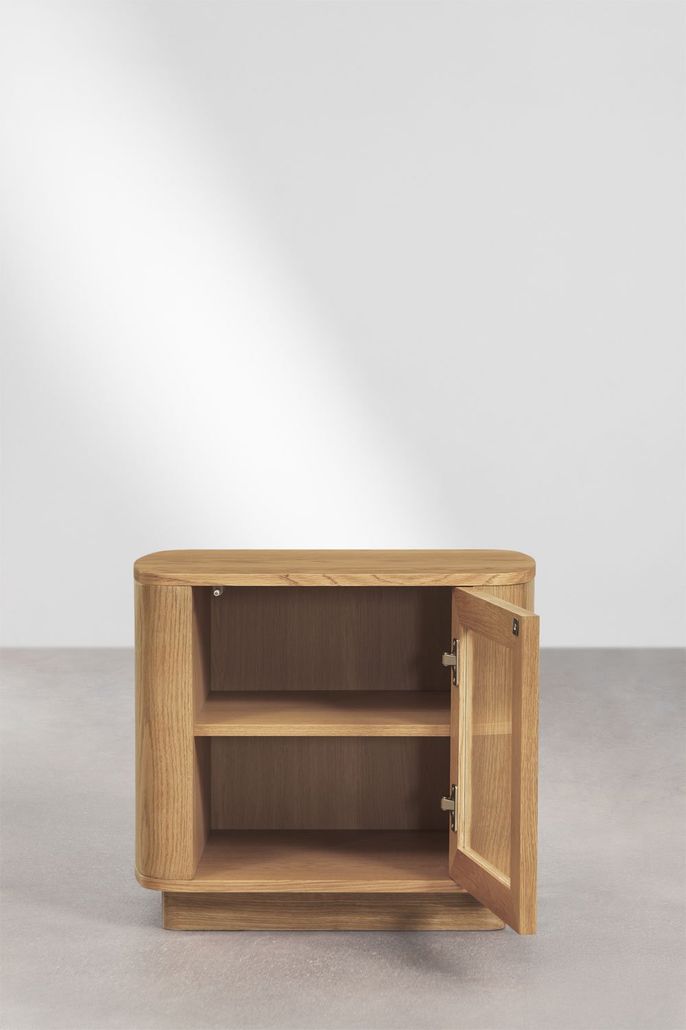 Pack of 2 oval bedside tables 55x40 cm in MDF and tempered glass Walia, gallery image 3