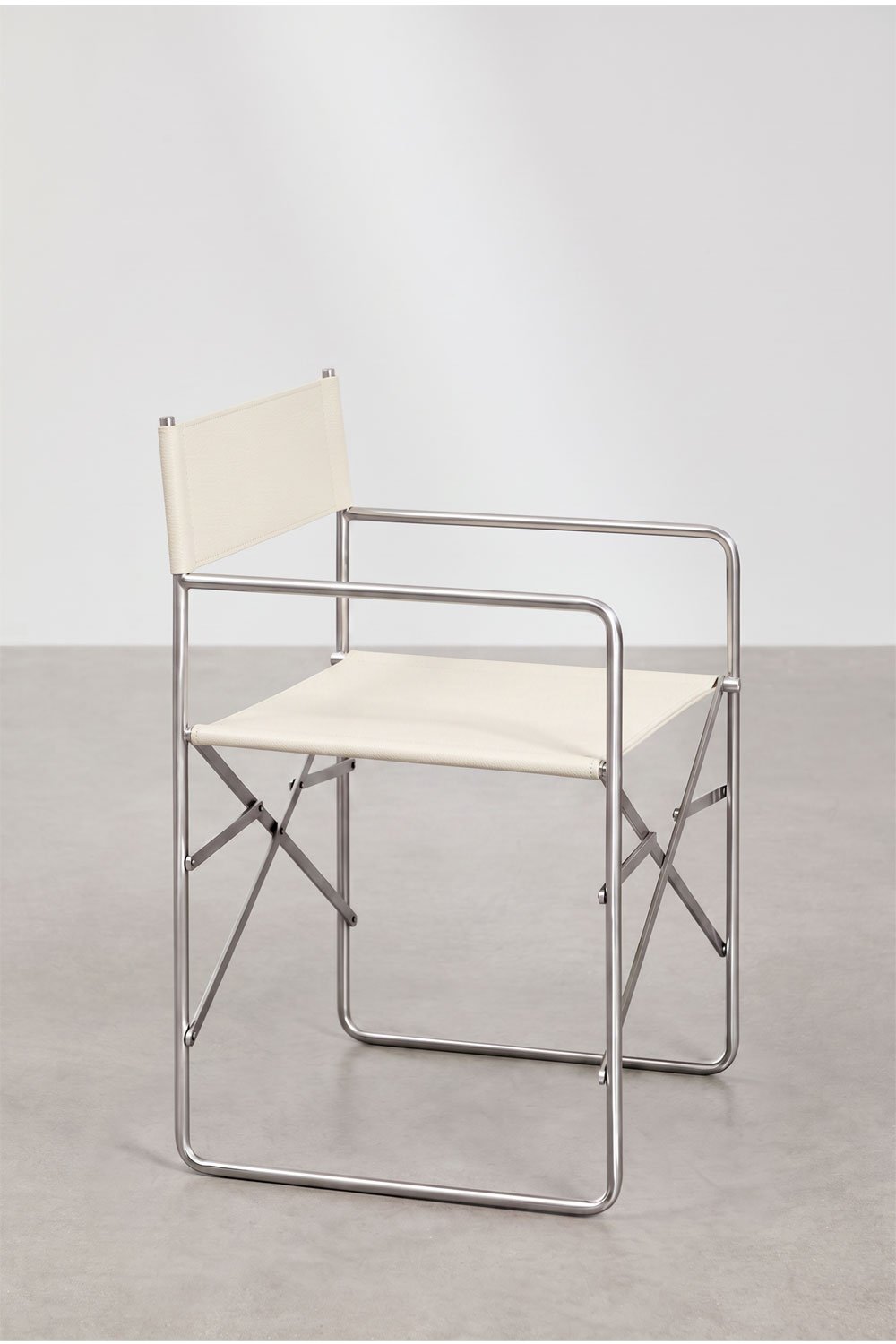 Dravena folding director's chair in leather and stainless steel, gallery image 4