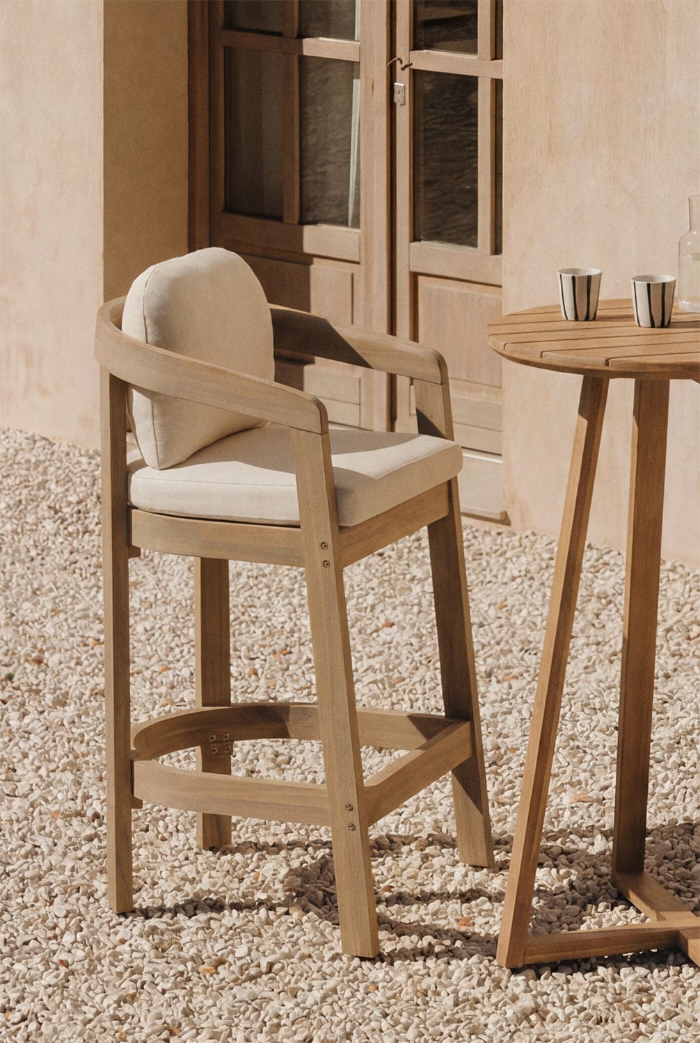 Uleno acacia wood garden bar stool, gallery image 1