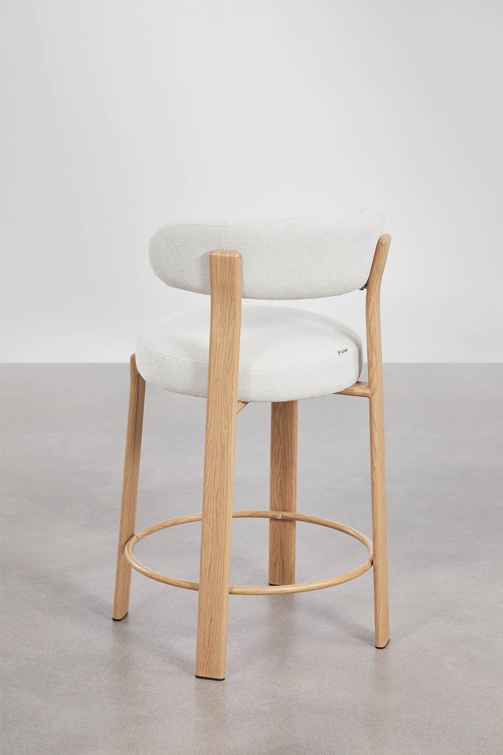 Pack of 2 high stools with chenille fabric backrest and iron Jolie, gallery image 3