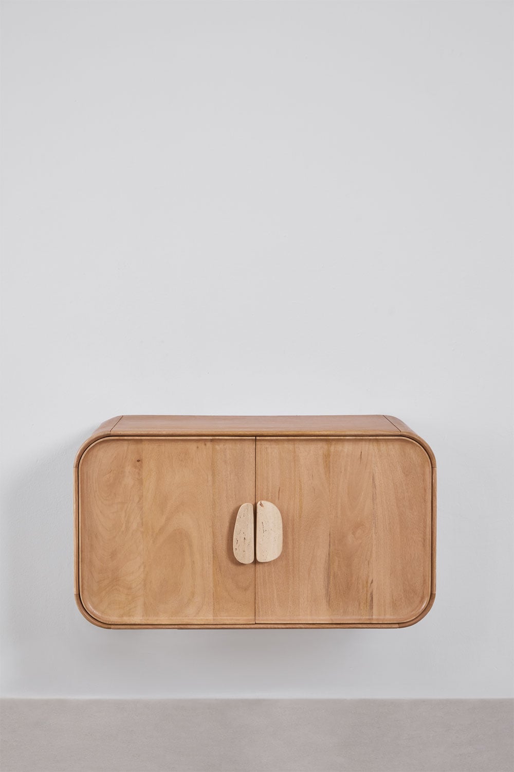 Suspended bathroom furniture set 95x45 cm in mango wood and Kivalina natural stone, gallery image 2