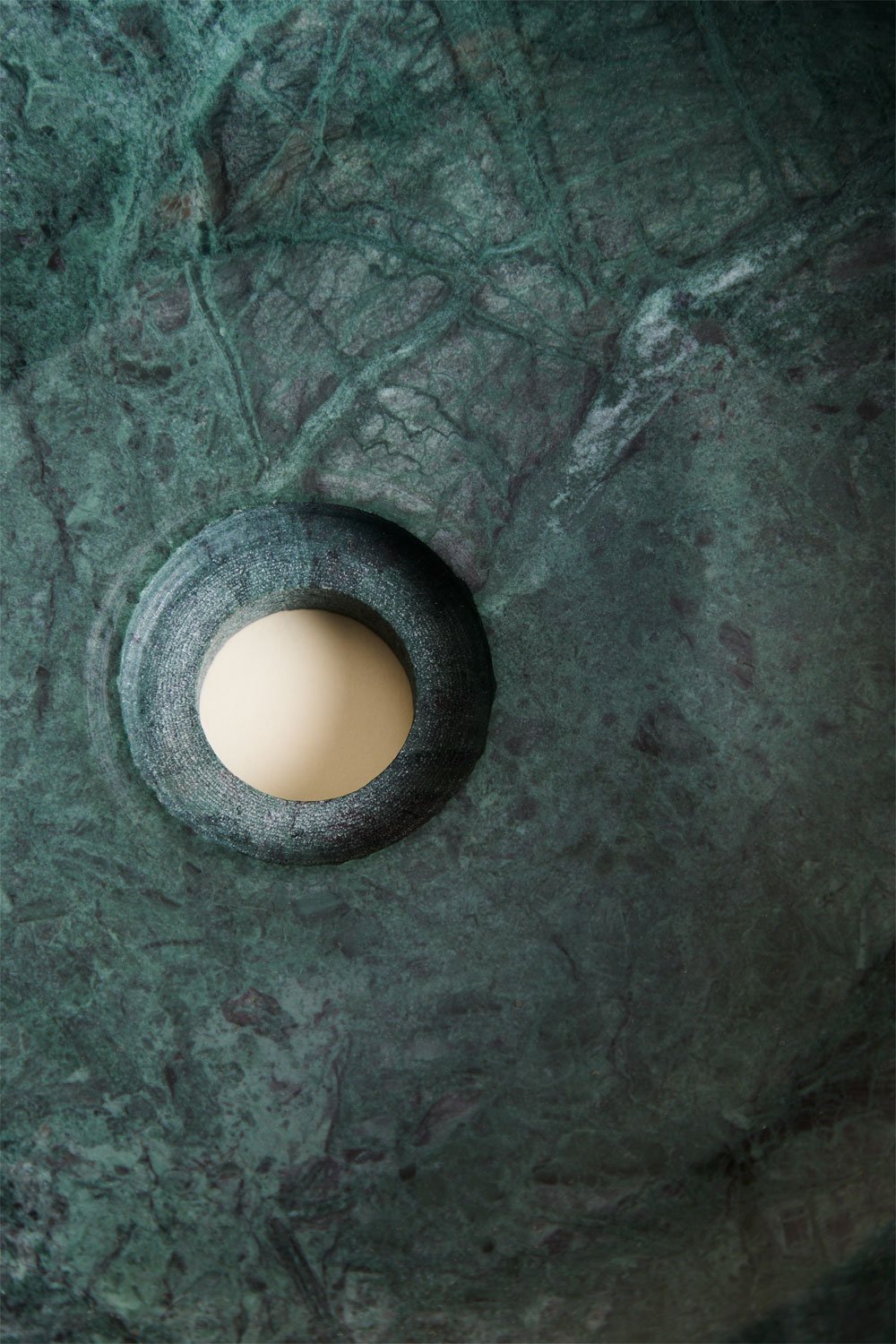 Suspended bathroom furniture set 95x45 cm in mango wood and Kivalina natural stone, gallery image 14
