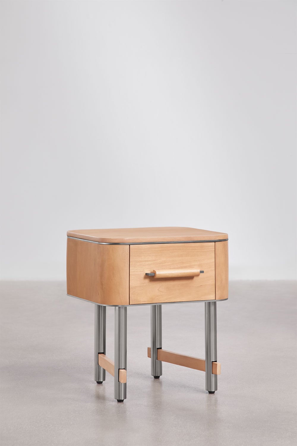 Pack of 2 bedside tables 45x40 cm in mango wood and steel Osaka, gallery image 1