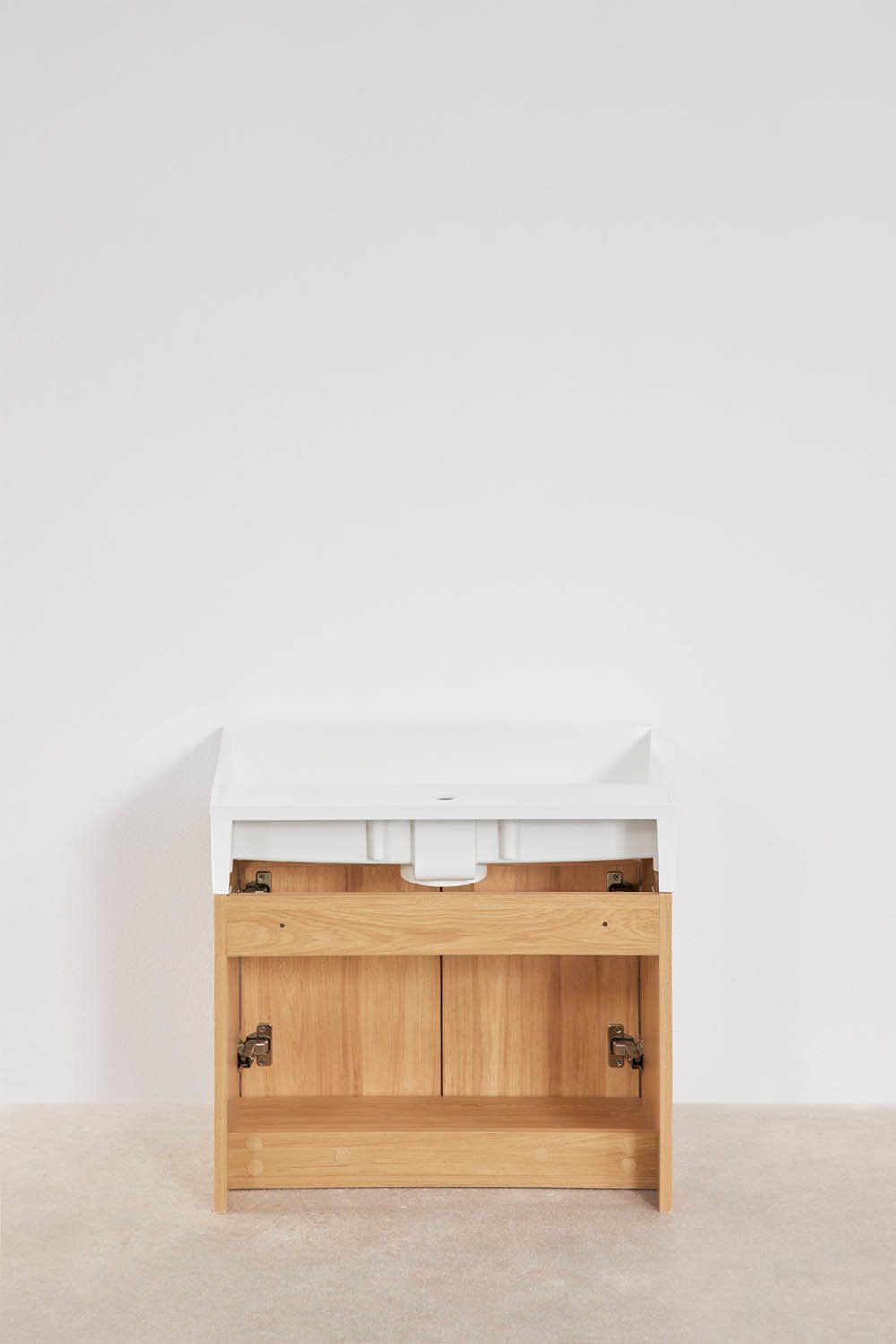 Suspended bathroom furniture set 60x40 cm in wood with integrated sink Genevie, gallery image 7