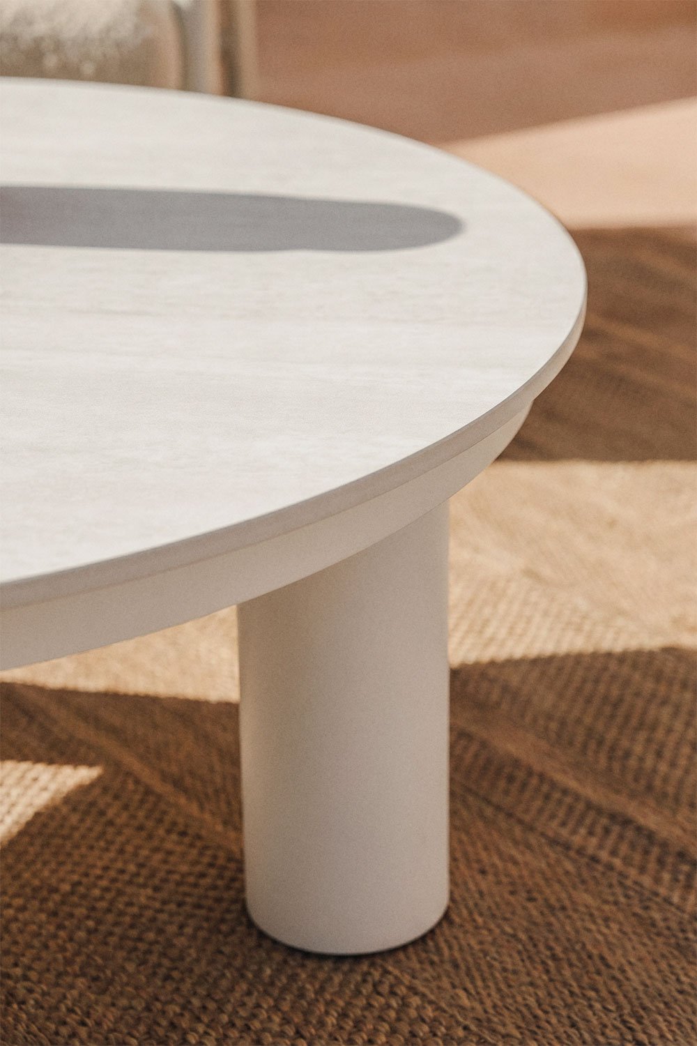 Round garden coffee table Ø80 cm in sintered stone and aluminum Umeko, gallery image 2