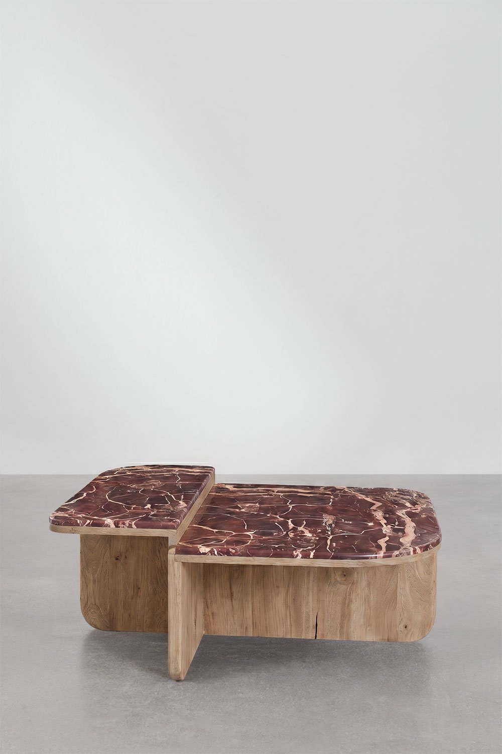 Clotsh 90x90 cm coffee table in natural stone and mango wood, gallery image 2