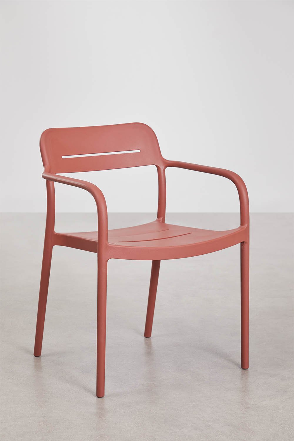 Round table set Ø110 cm in Elton aluminum and 4 stackable garden chairs in Graneli polypropylene, gallery image 6