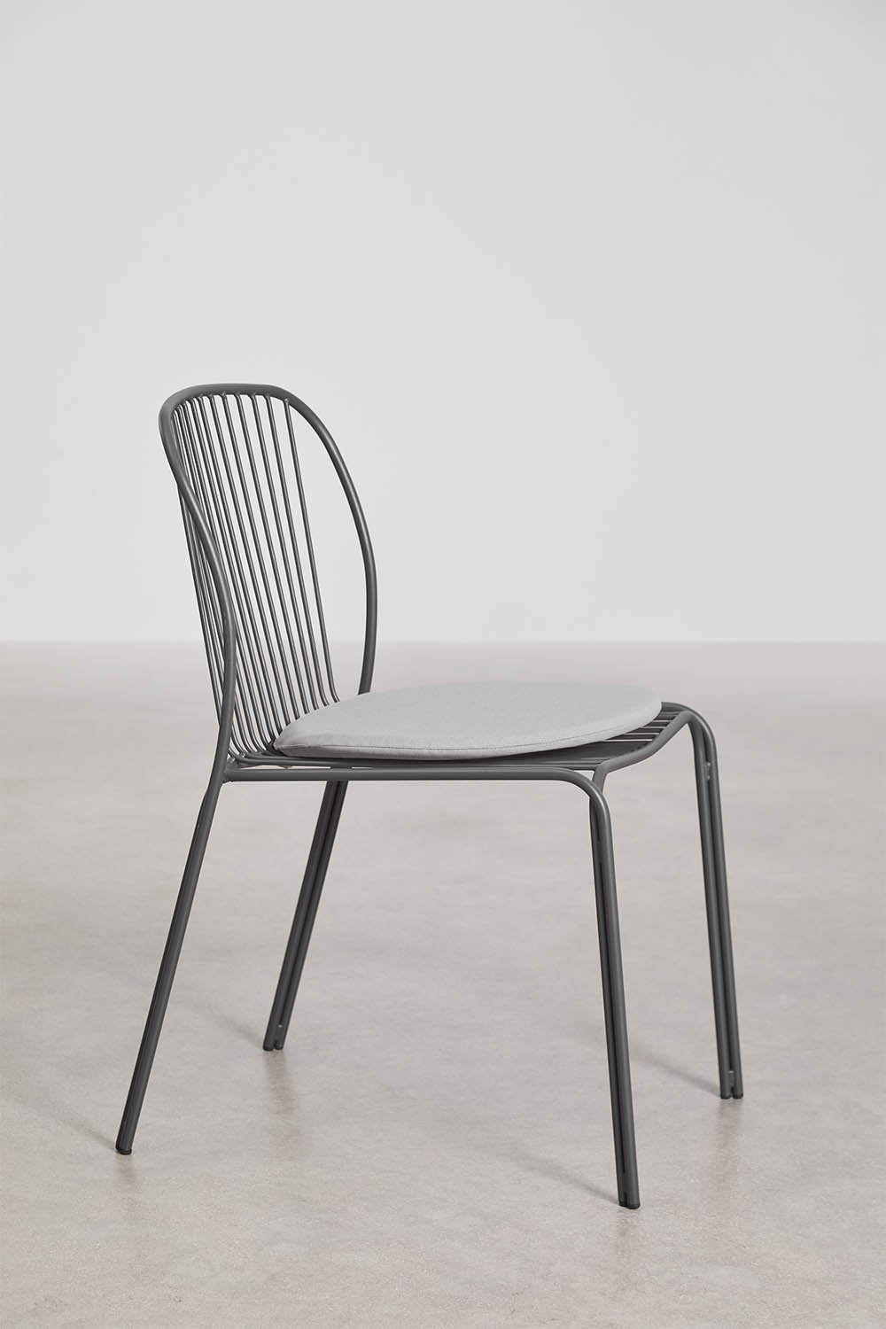Round table set Ø110 cm in Elton aluminum and 4 Anerina garden chairs in steel, gallery image 8